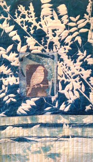 Solitary. Quilting, cyanotype, on linen and cotton. 2014