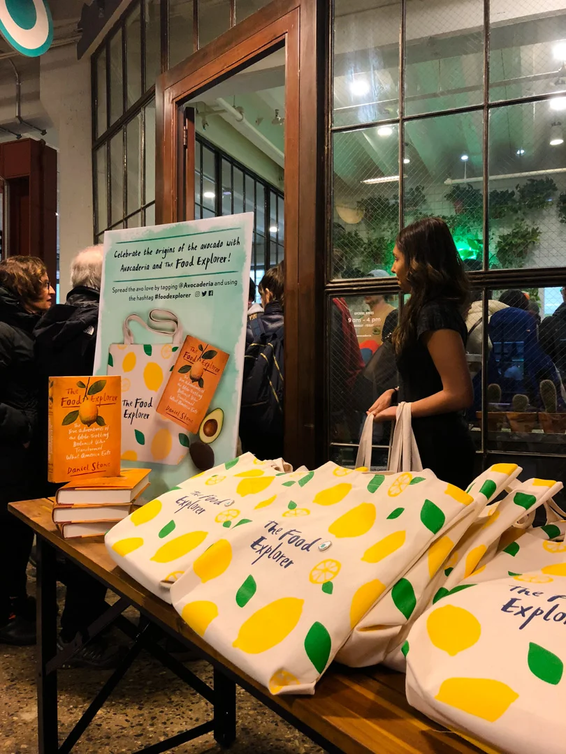 Hungry customers lined up for some avo toast and branded swag.