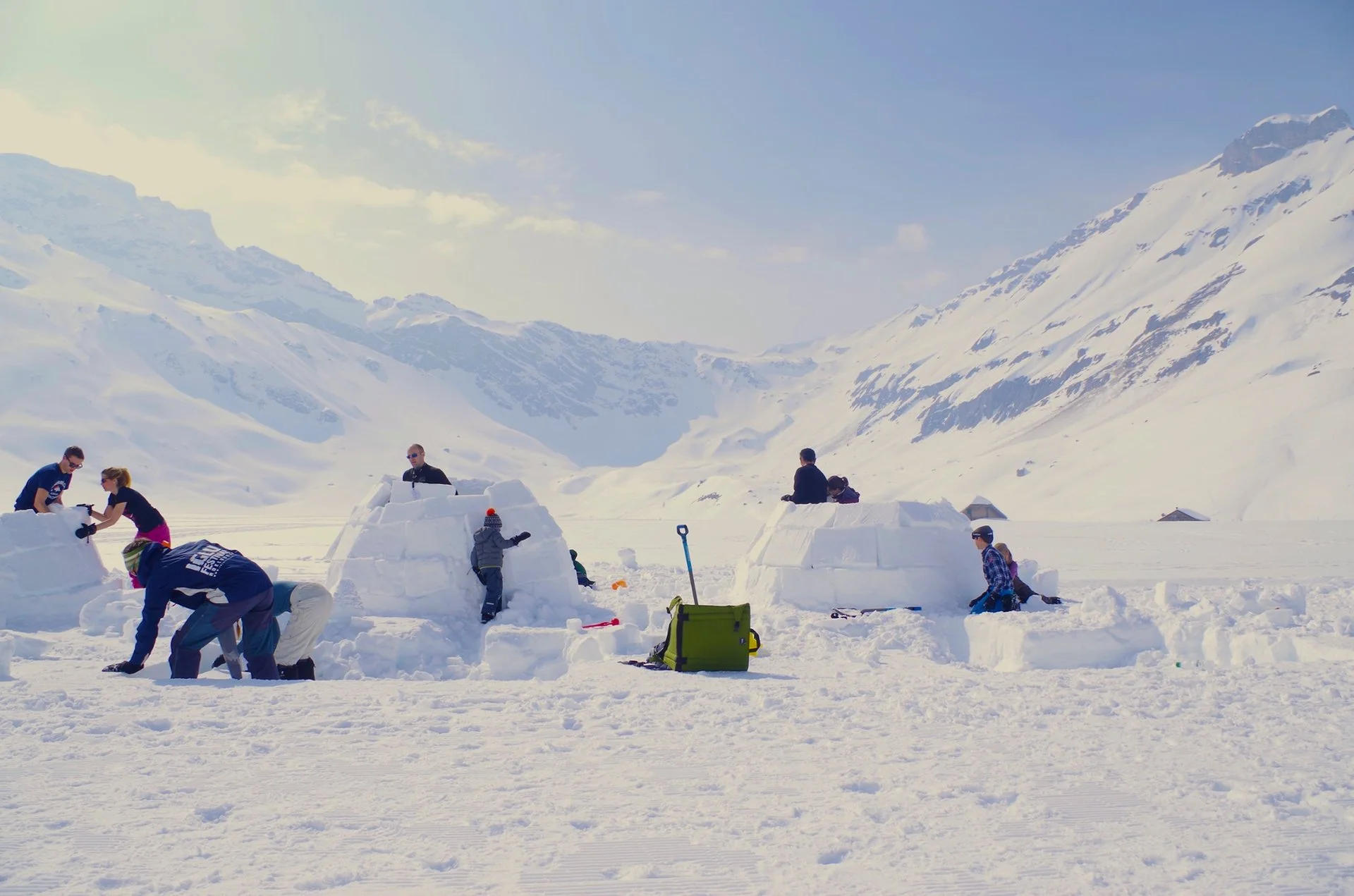 People competing to build the best igloo. All photographs: Erica Buist