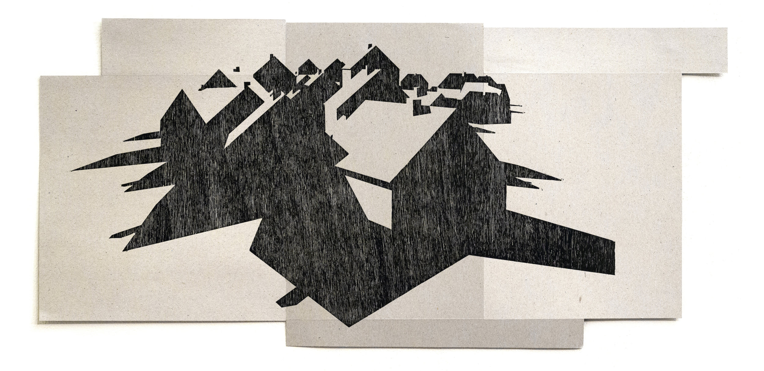 No. 14, Woodcut on Chipboard, 14.5" x 30", 2013