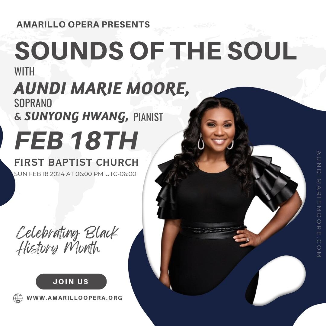 Get ready to experience the incredible Sounds of the Soul! Stop by the Amarillo Opera Office or First Baptist Church to grab your free tickets today. 🎶✨

#amarilloopera #thesoundofthesoul #livingmydreams #operasinger #opera #classicalmusic #phil413 