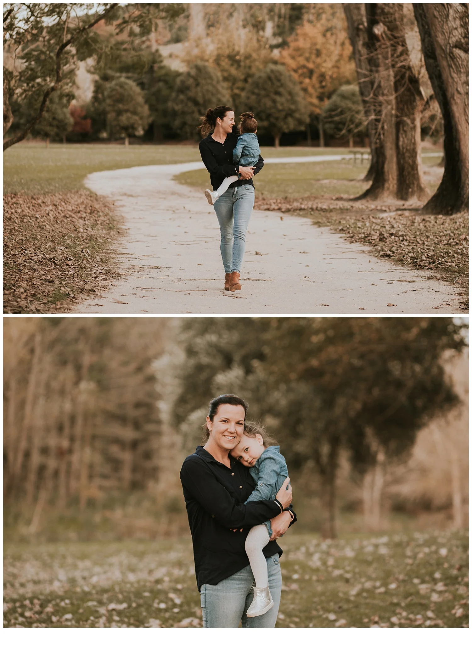 mother and daughter hugging in photoshoot