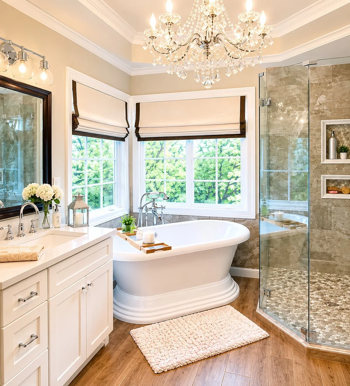 Bathroom Roman Shades Using our white canvas fabric and grosgrain trim