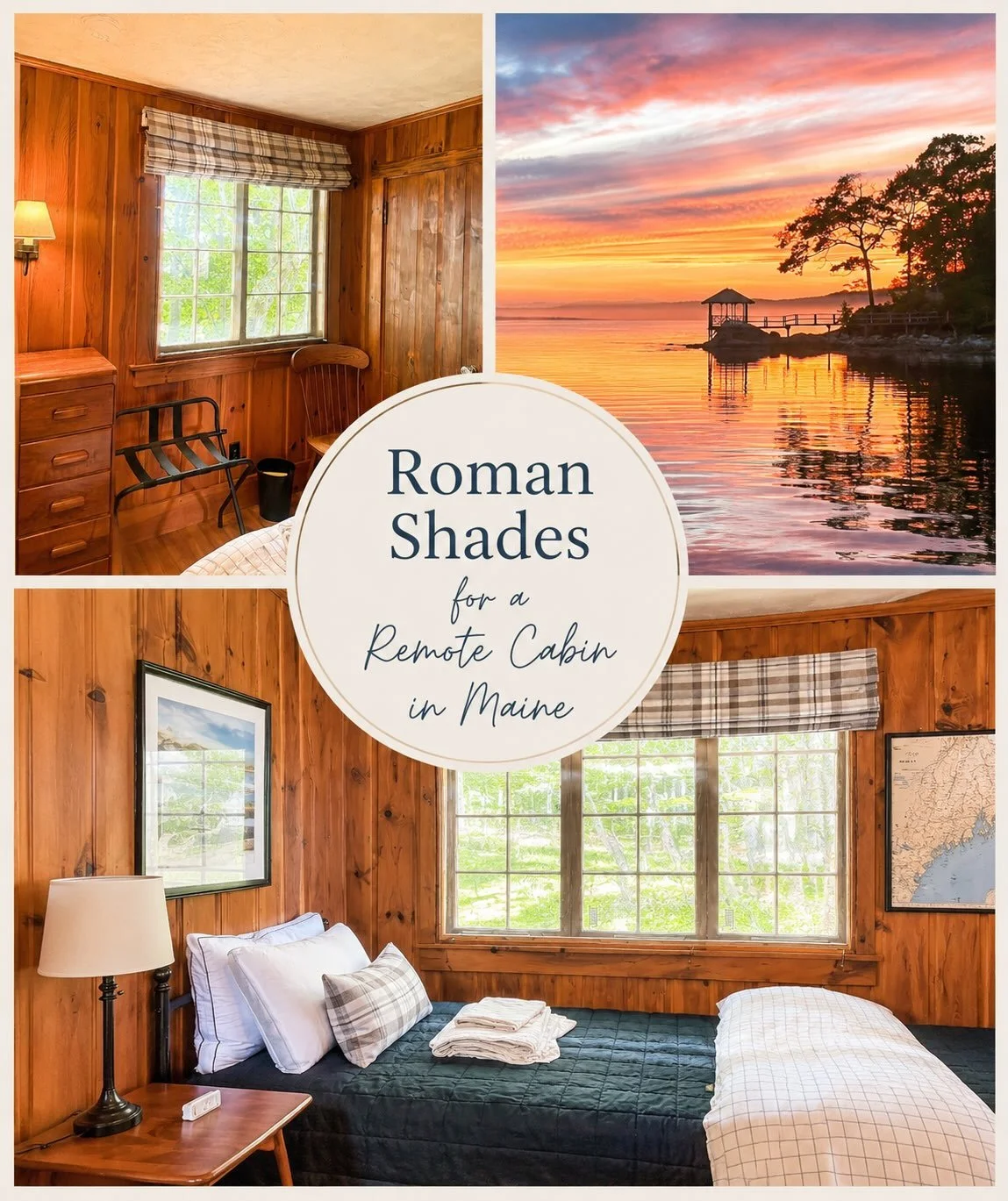 Recently made these cozy Roman shades for a nice lady in Maine for her remote cabin on the lake! #romanshades #customwindowtreatments #romanshade #maineinteriordesign #lakehousedesign
