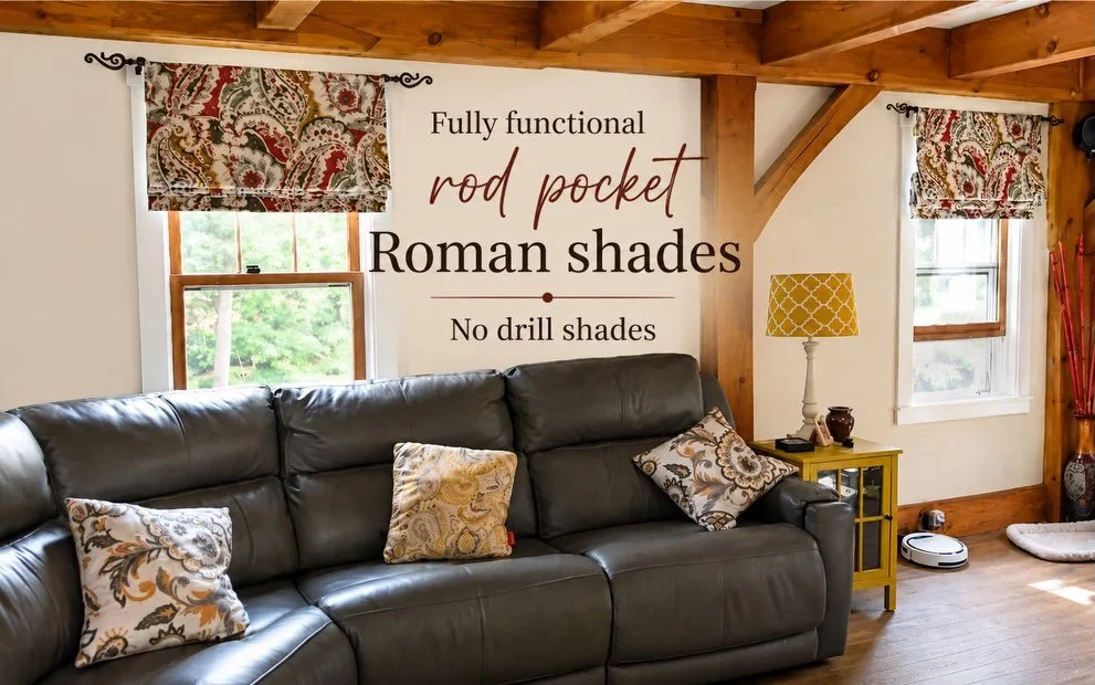Don't want to drill your shade directly into your window casing or wall? No problem! We also make rod pocket Roman shades. They're fully functional and move and down but we can also make them stationary! Just slip your curtain rod or tension rod into