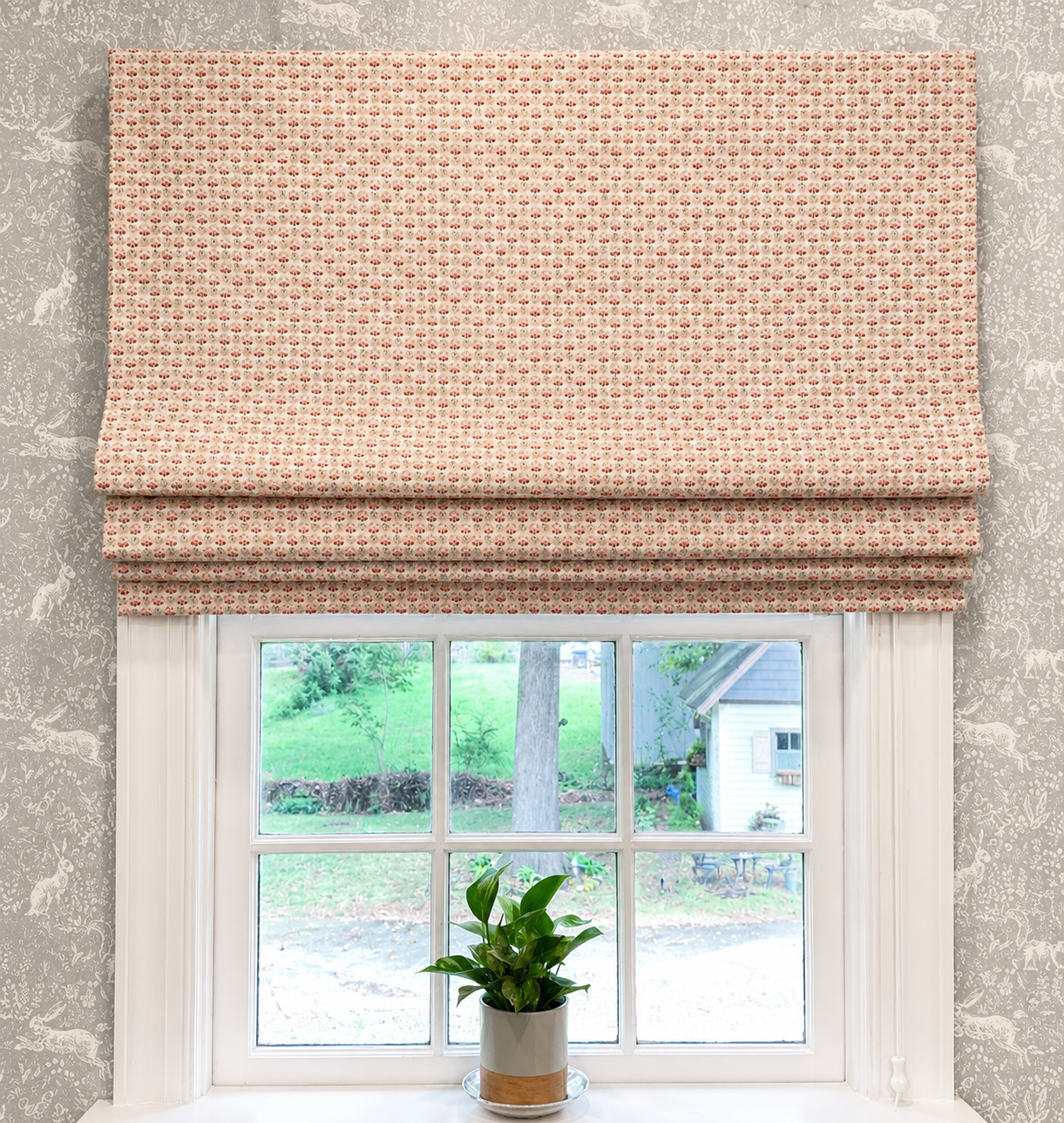 coral roman shade