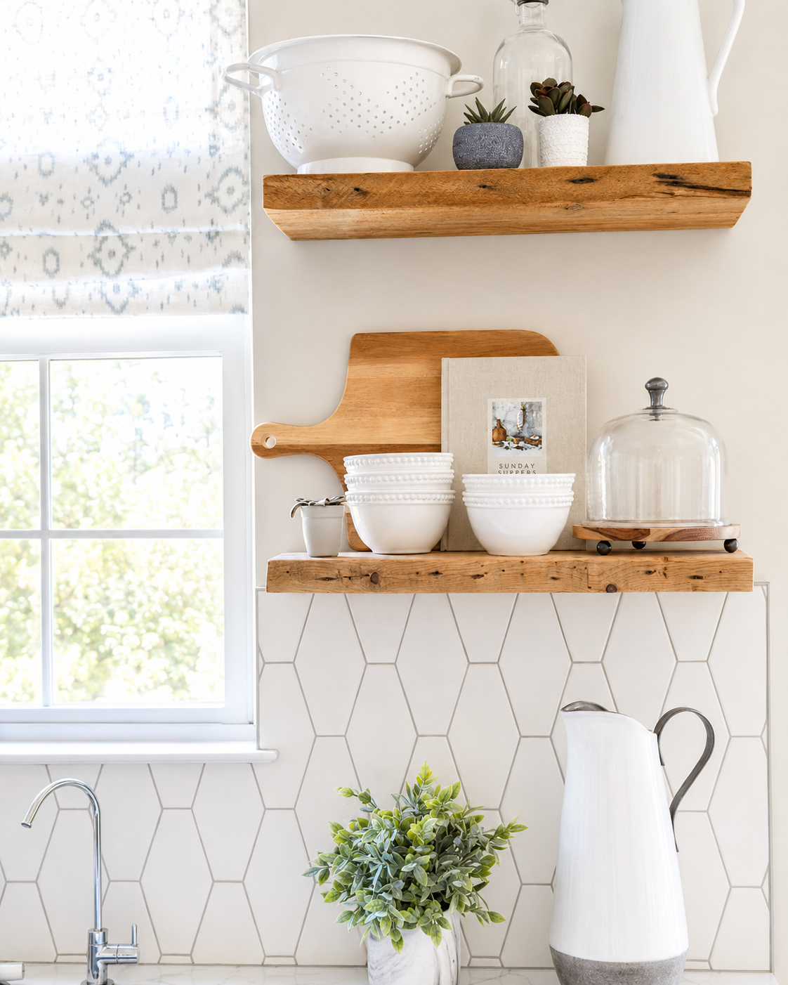 kitchen roman shades, farmhouse style roman shades