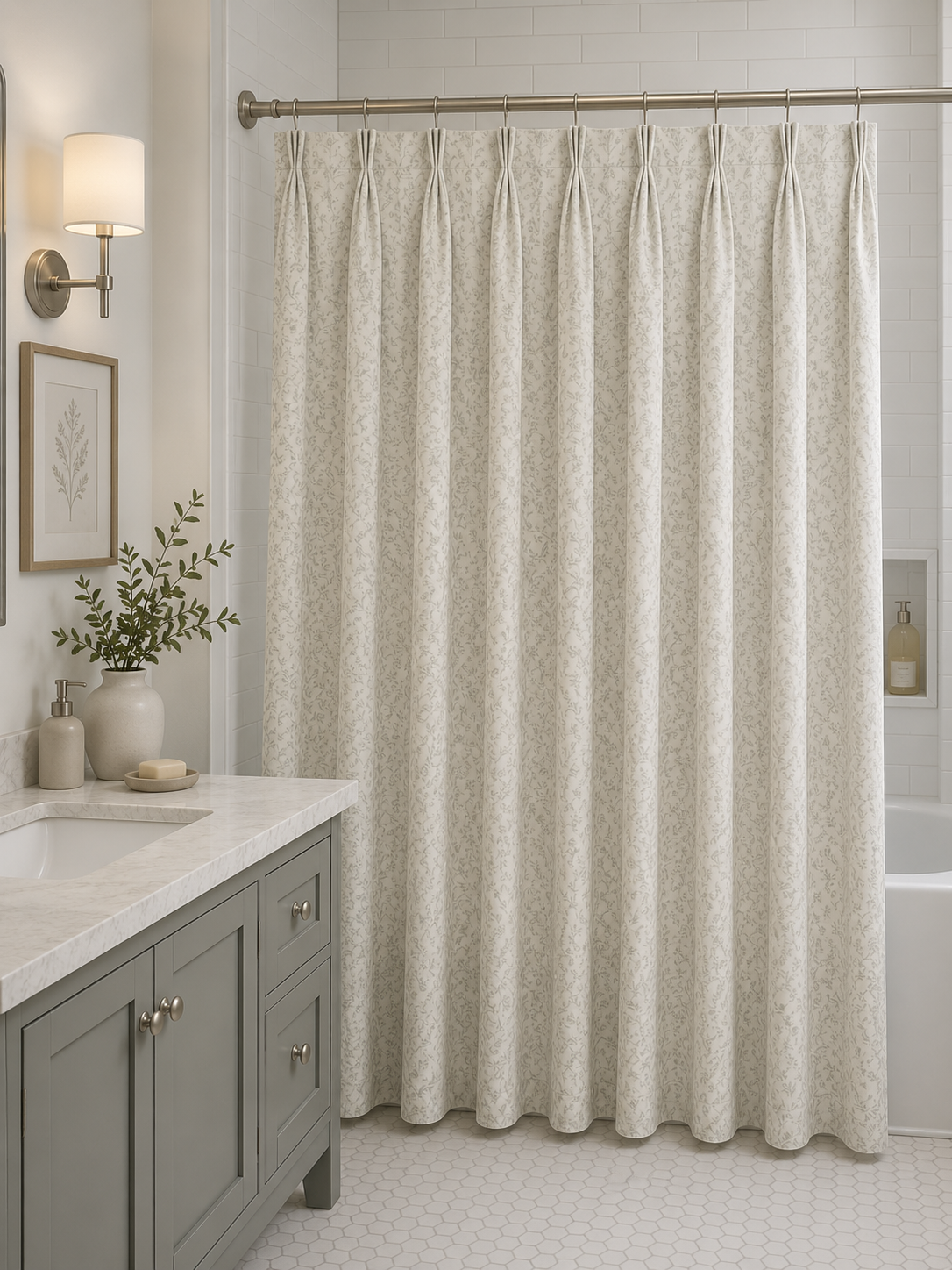 Custom Pinch Pleat Shower Curtain, Made-to-Order, 3 Finger Pleat, Using Customer Supplied Fabric or Ours (Copy)