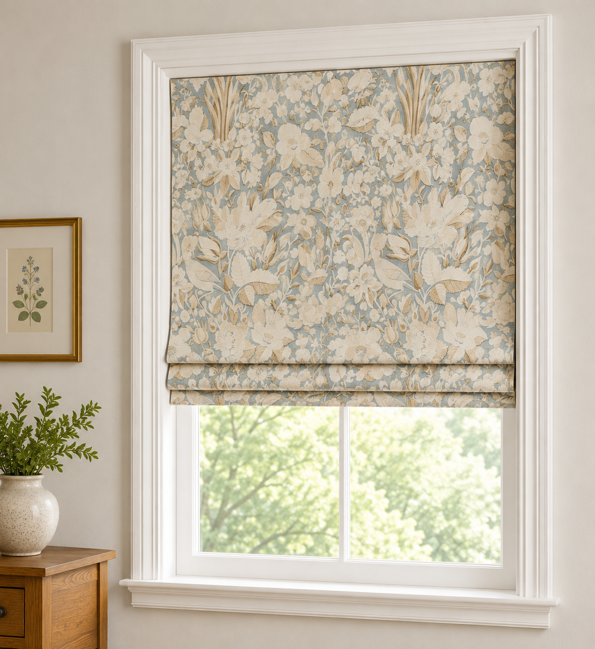 Custom Roman Shade Made With  Pottery Barn Fabric, Mia Fabric and Labor included