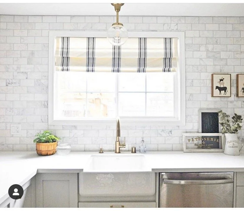 Ohio - Kitchen Roman Shades Created Using a World Market Farmhouse Table Cloth!