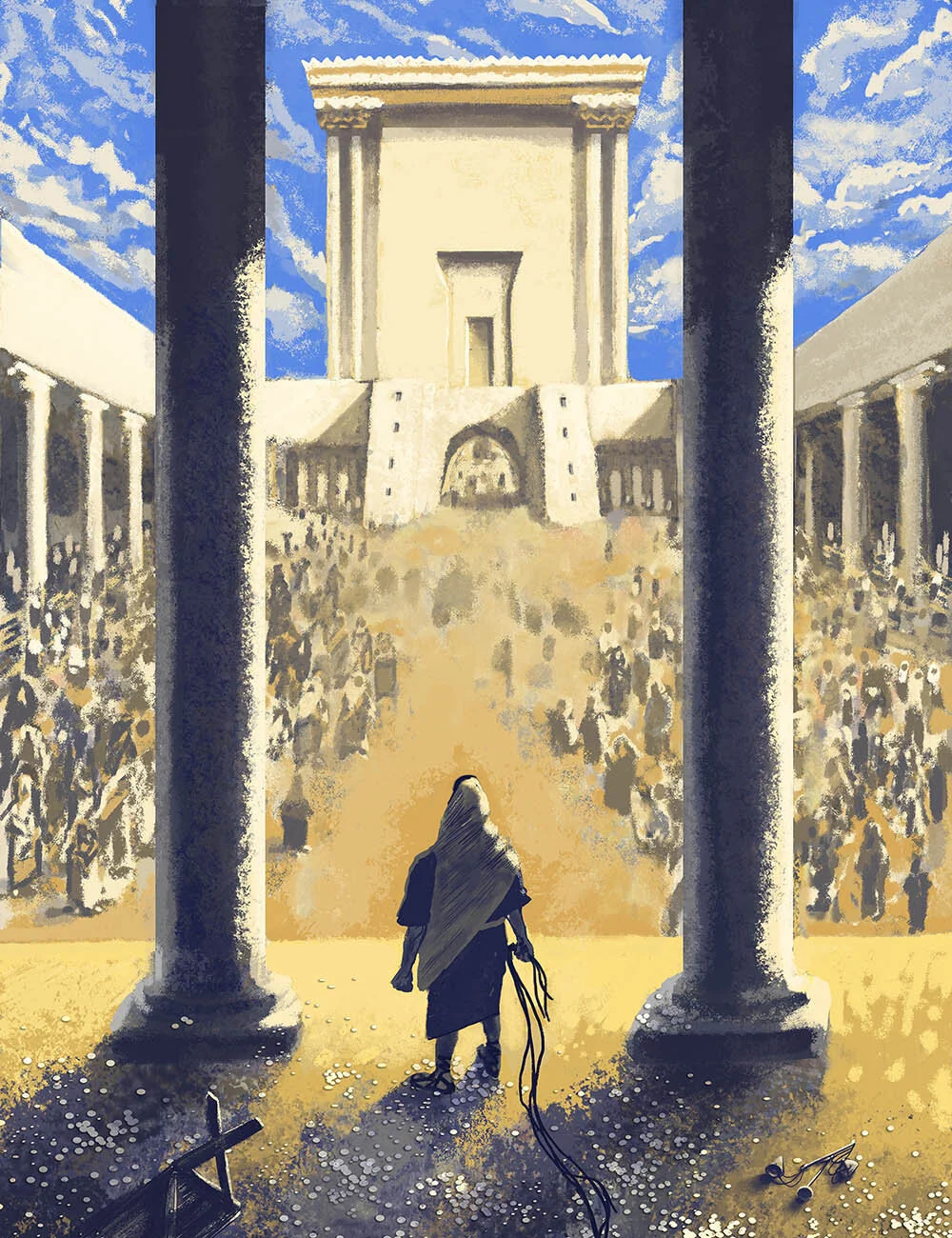 “Jesus entered the temple courts and drove out all who were buying and selling there. He overturned the tables of the money changers and the benches of those selling doves. ‘It is written,’ he said to them, “‘My house will be called a house of praye