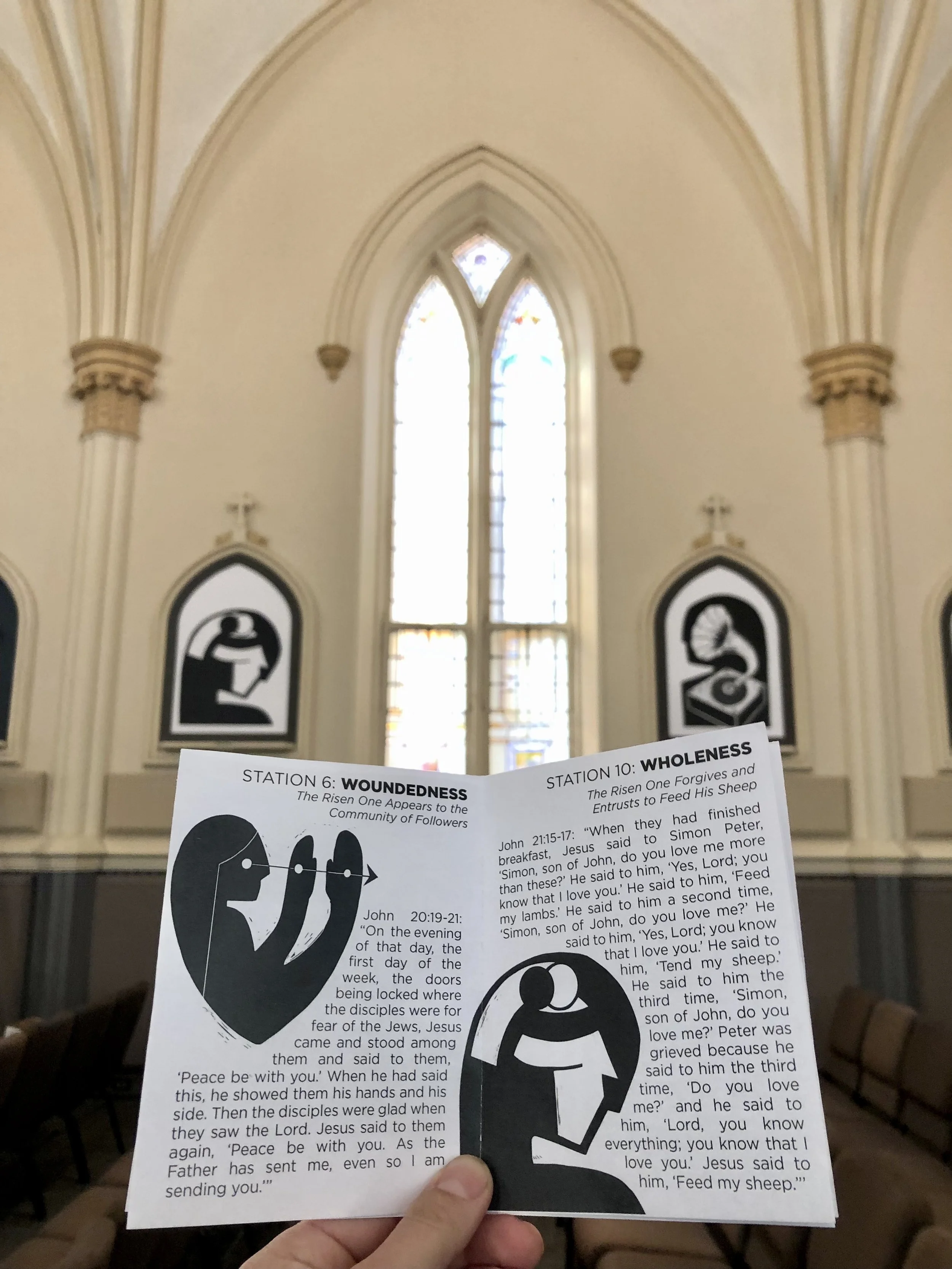  Station guides are at the back sanctuary on the round tables.  