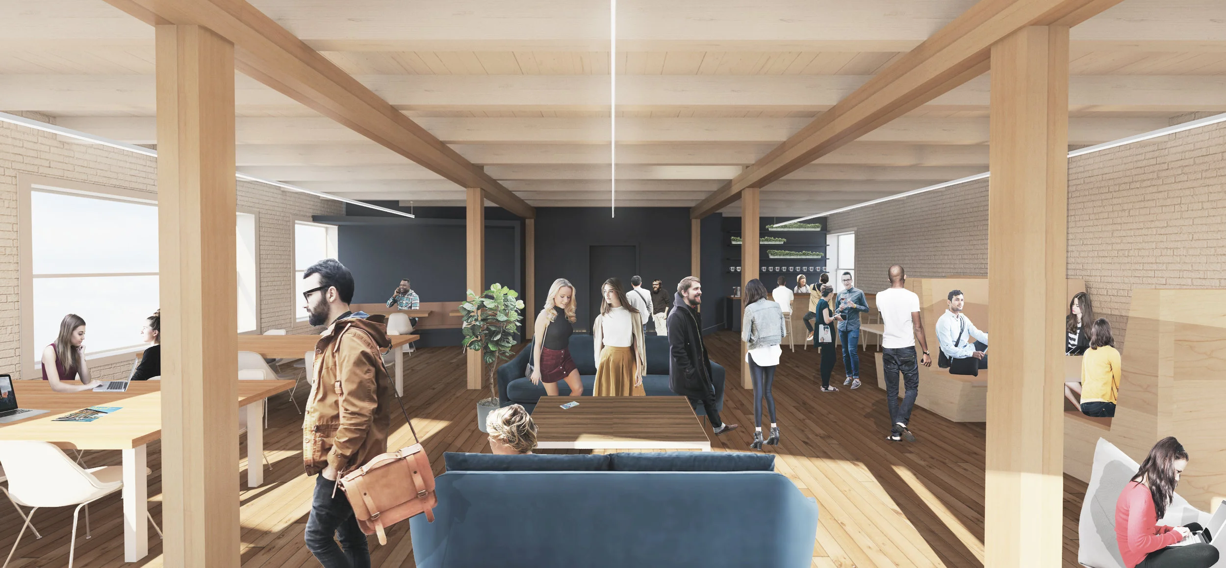 A schematic rendering envisioned a lively atmosphere.