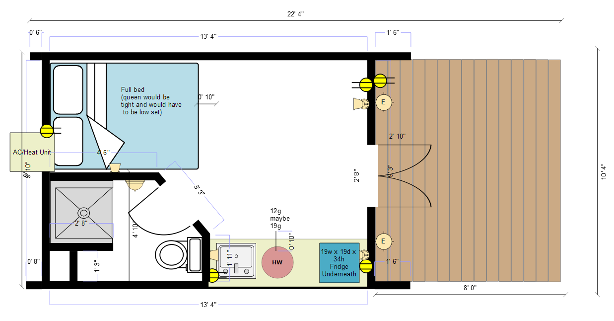 Mega Pod With Shower & Kitchenette Area Example Layout