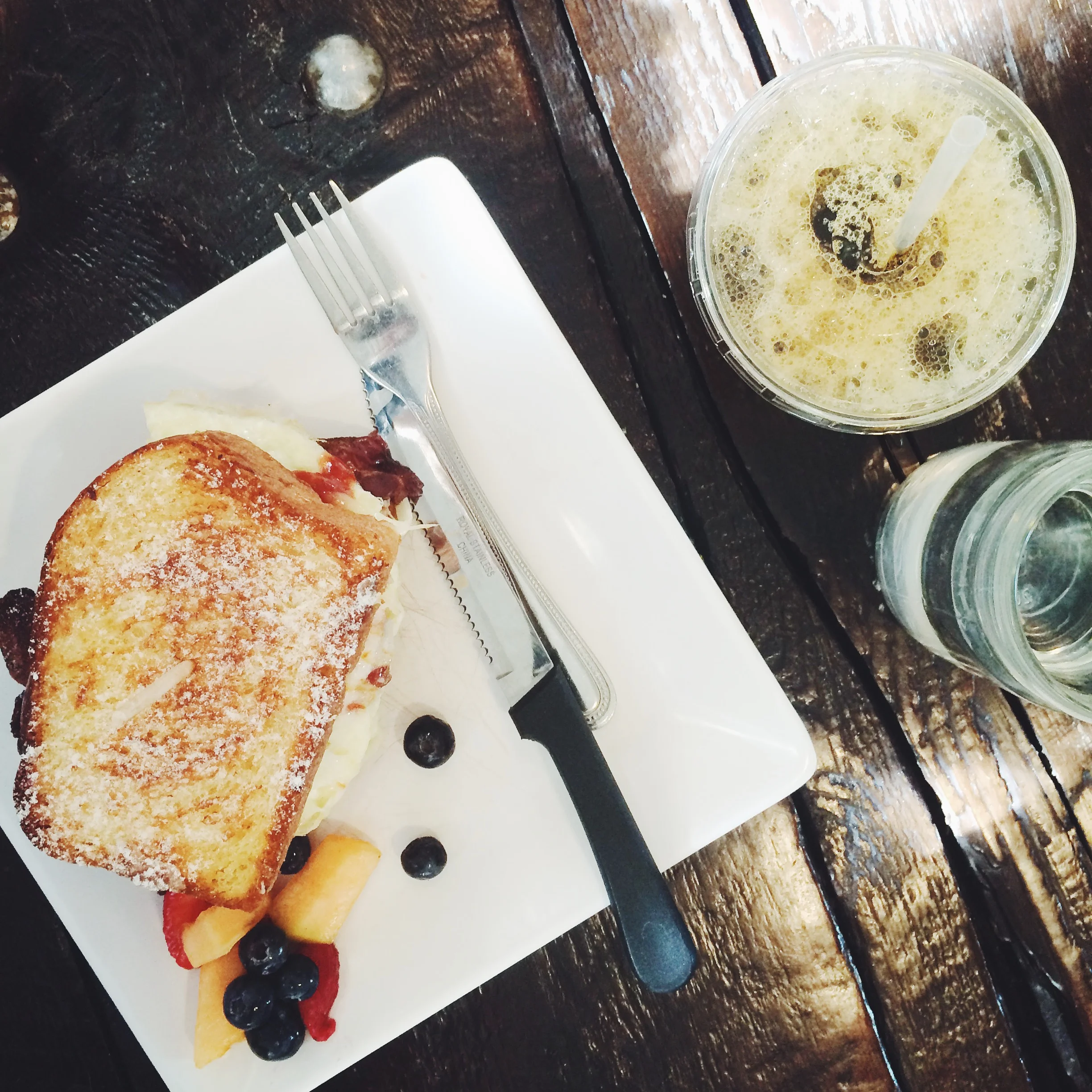 The fanciest monte cristo at Feed Cafe : bacon, egg, muenster cheese, strawberry sriracha jam on challah bread. Also, the best breakfast sandwich I've ever had.