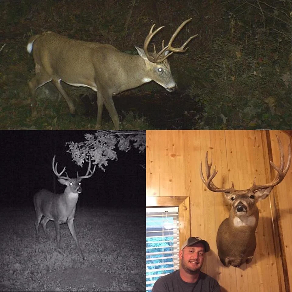 Trail cameras helped Pat Howard with the harvest of this mature buck. 
