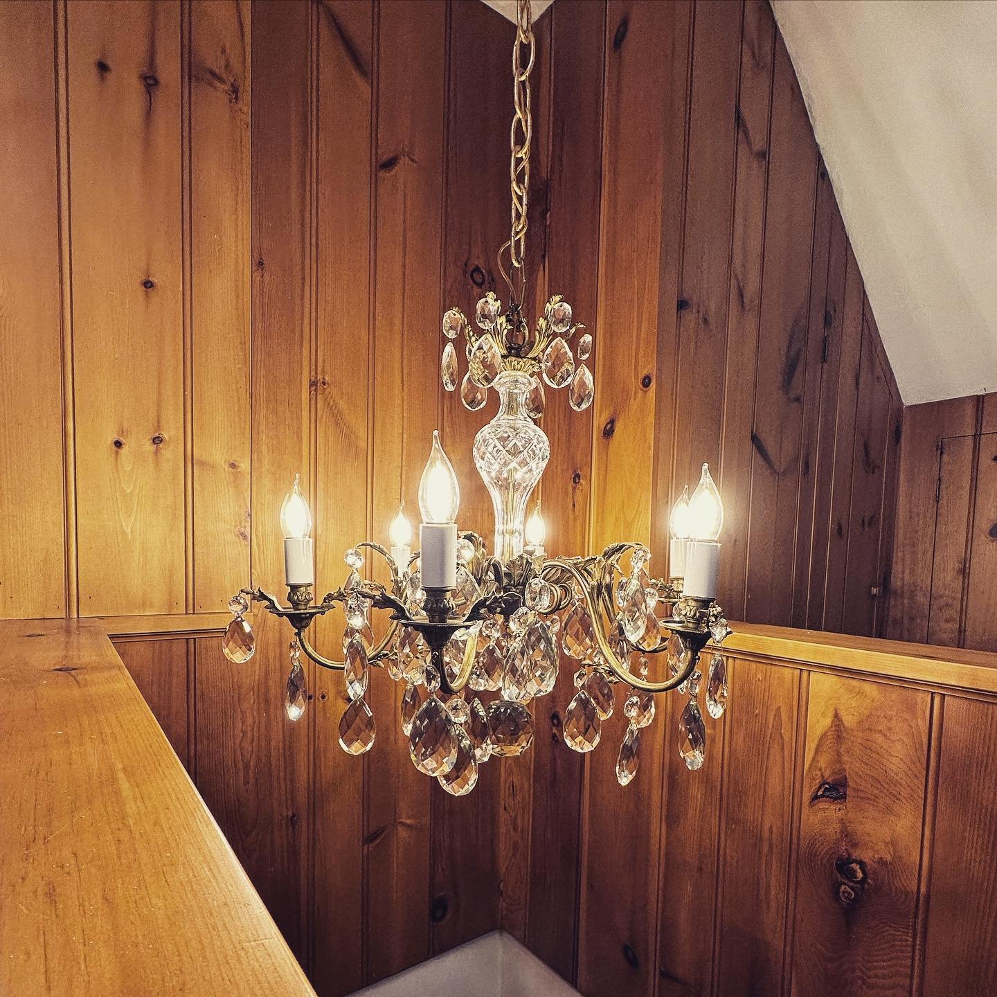 Finally figured out how to cut the candelabra covers down to size neatly. (heated utility knife &amp; patience + diamond sanding block) One completely rewired, refinished and re-assembled chandelier.