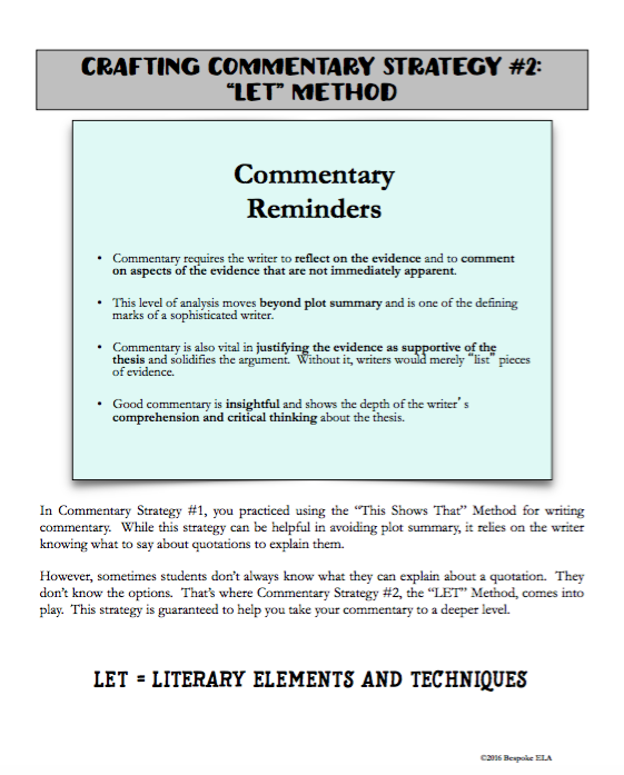 how to make commentary in an essay