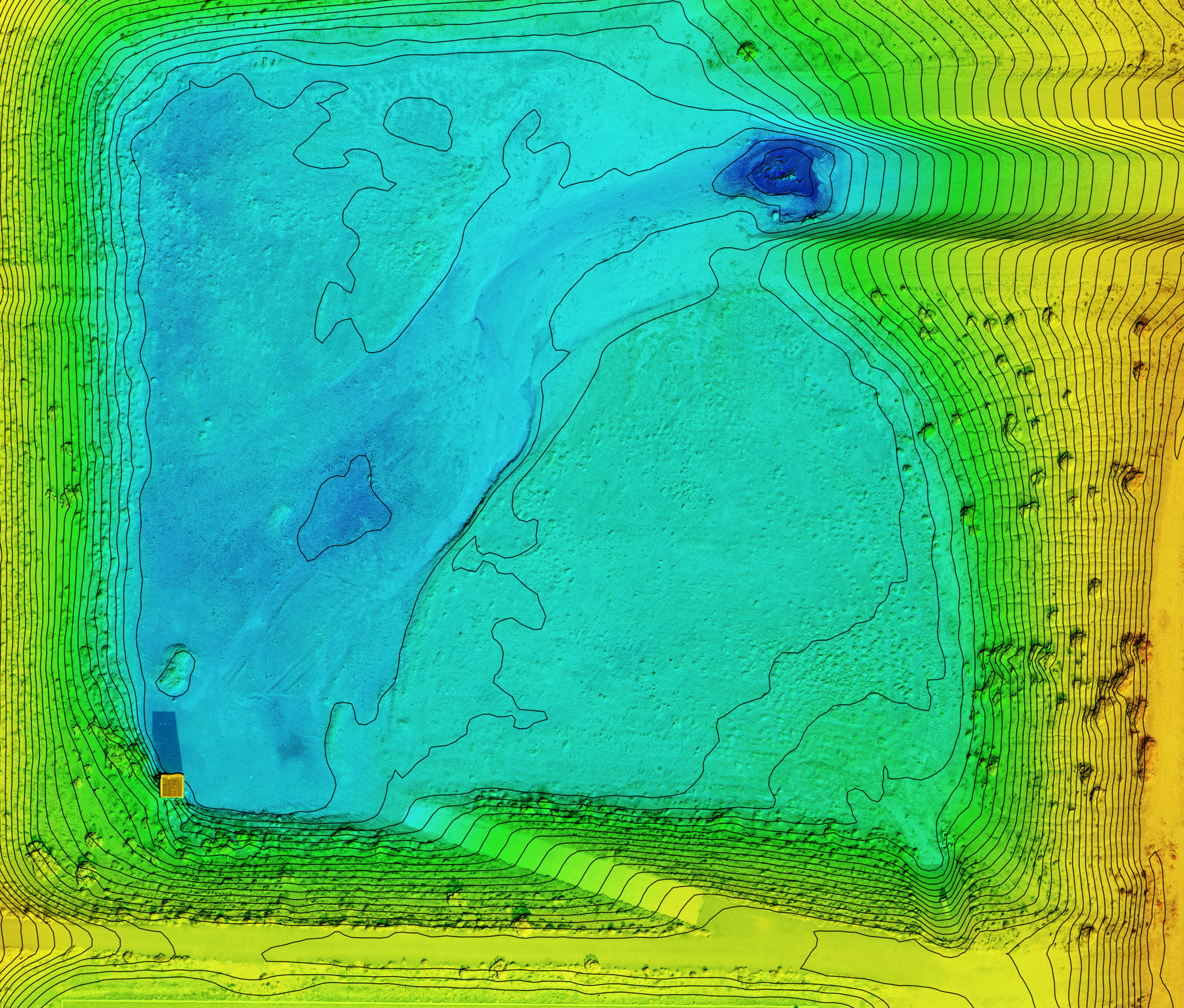  enlarged view of DSM and contours 