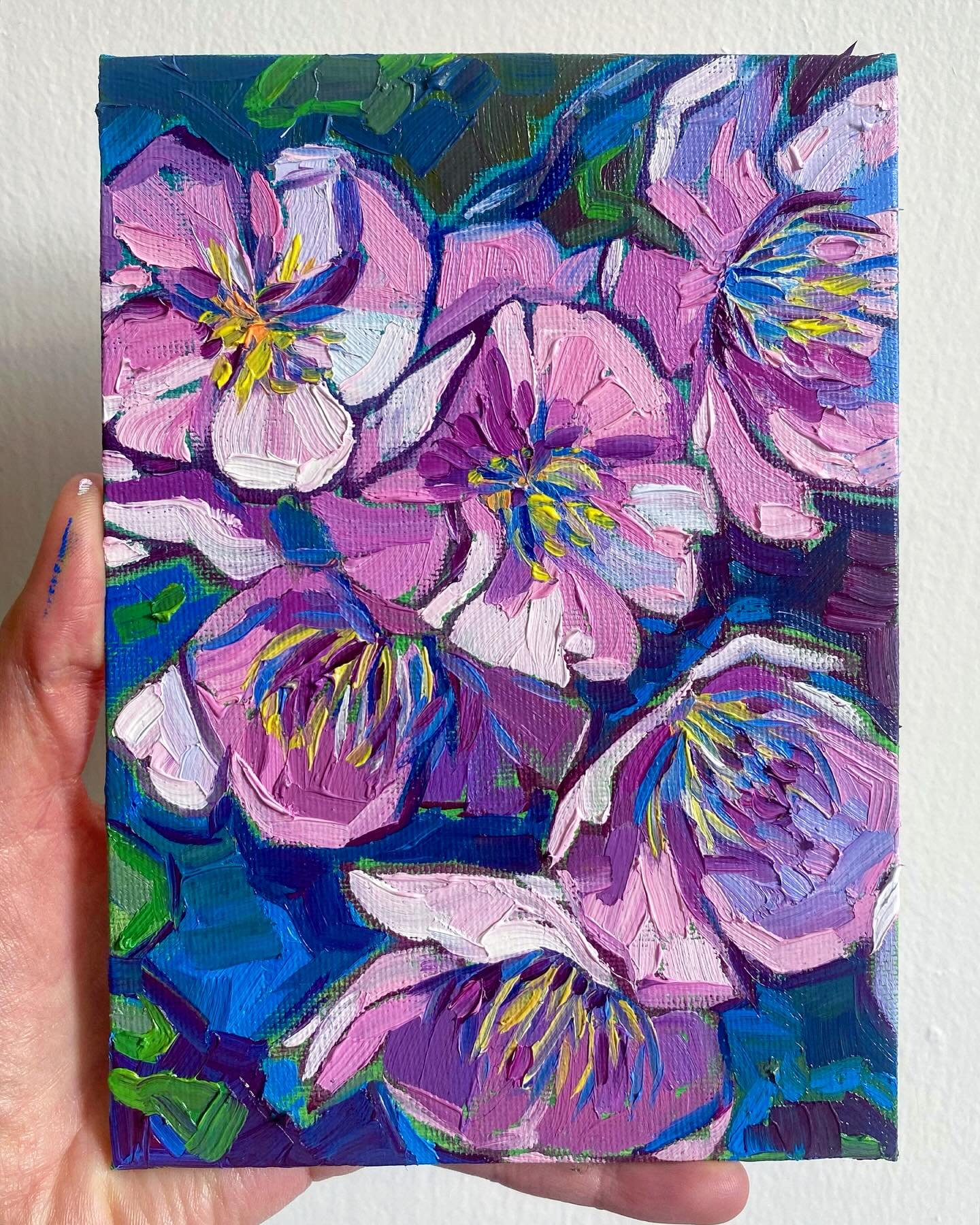 Same painting, 2 ways ☯️ Always cool to see the texture in direct sunlight from the side! Let&rsquo;s you get a sense of how much paint each stroke carries. 
.
These are some plum blossoms from my trip to Japan in February! The cherry blossoms get al