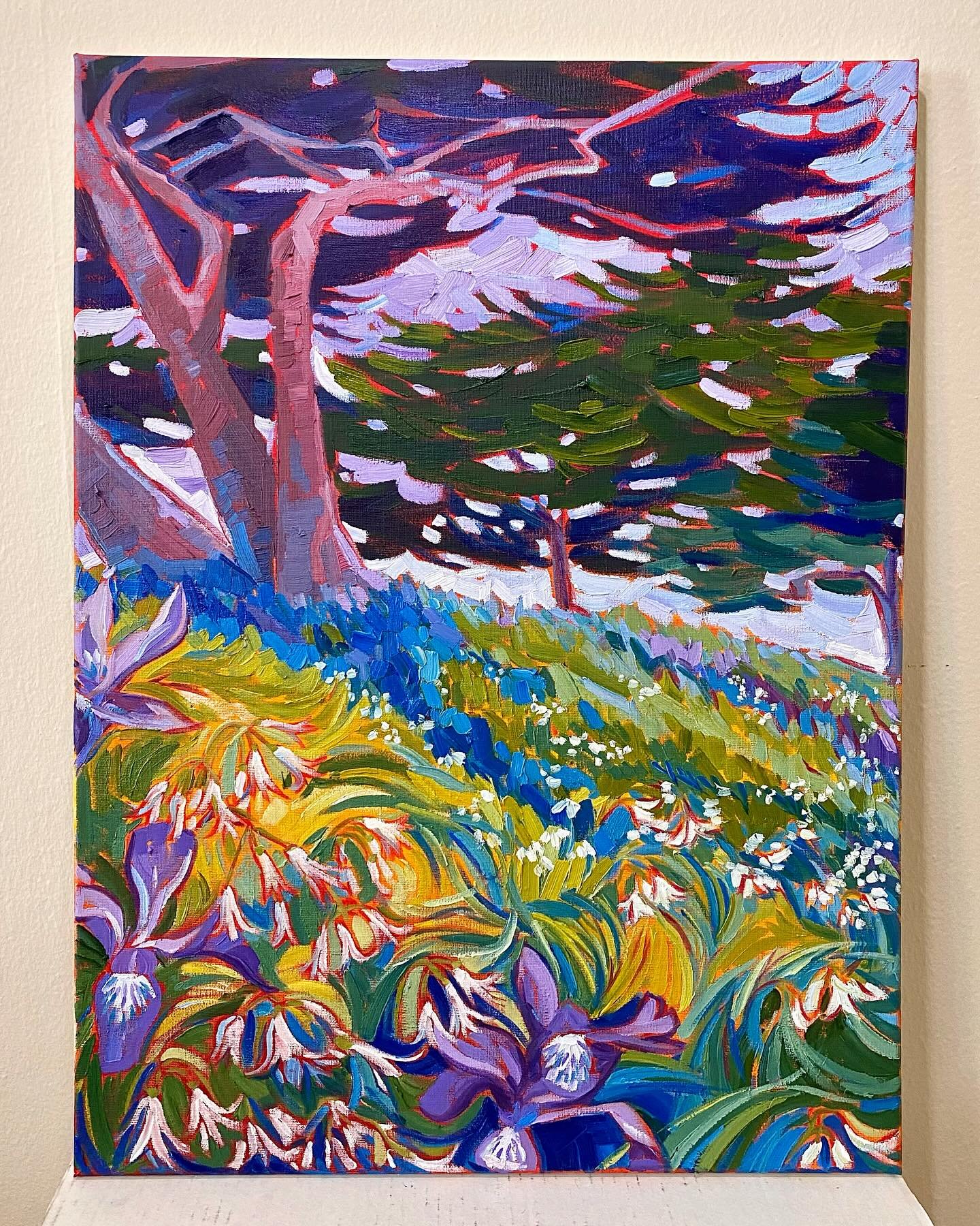 A little more funky than planned, but just had to capture all the beauty of the wild iris and three-cornered garlic blooms exploding along the Bay Area hiking trails! 💜💟 
(16x20 oil on canvas - $700)
.
.
.
#lavender #lavendarhaze #purple #iris #wil