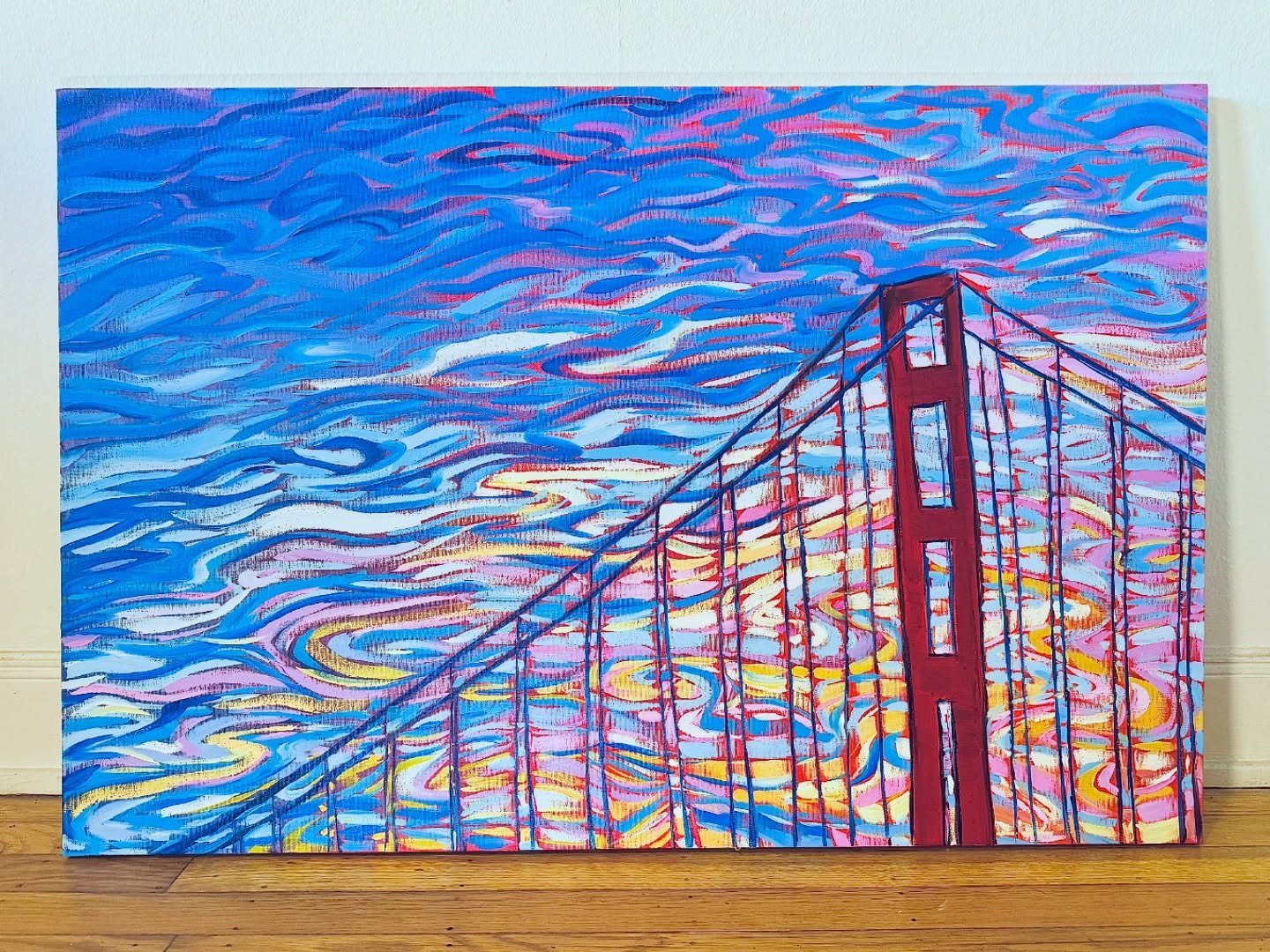 Psychedelic sunset over the Golden Gate Bridge ✌🏻
.
[24x36, oil on canvas - available]
.
#landscape #nature #naturelovers #art #artwork #artist #paint #painter #painting #paintings #oilpainting #oilpaint #oilpainters #impressionism #colorful #colors