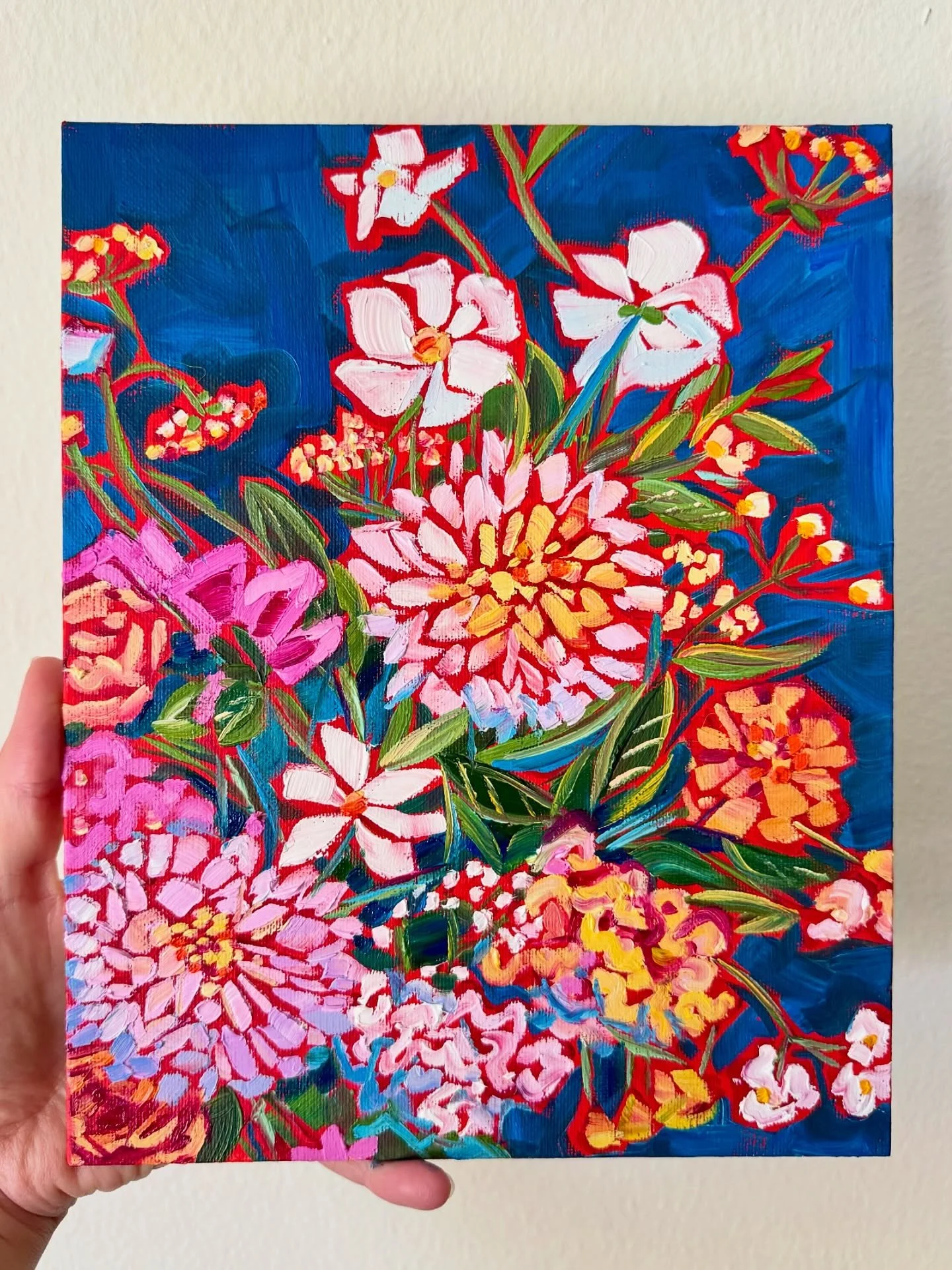 Some bright &lsquo;n cheery flowers to brighten your day 🌸🌼🌷
.
[9x11, oil on canvas board - $215]
.
#painting #floral #sfartist #flowersofinstagram #artforsale