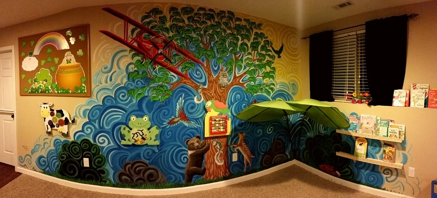 Tree Mural at Tot's Landing Childcare in Dickinson ND. 