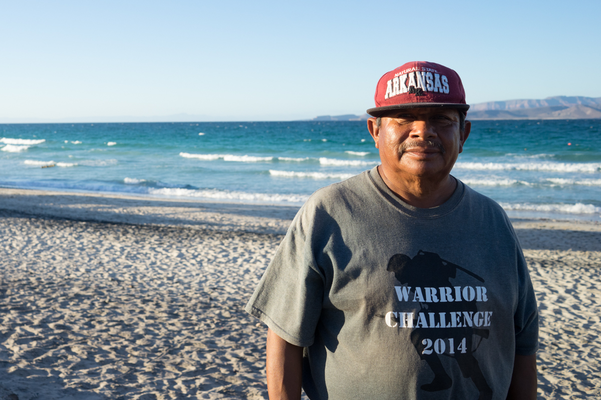 I bought a wood carved cactus and mantaray from this guy near Tecolote Beach in La Paz.
