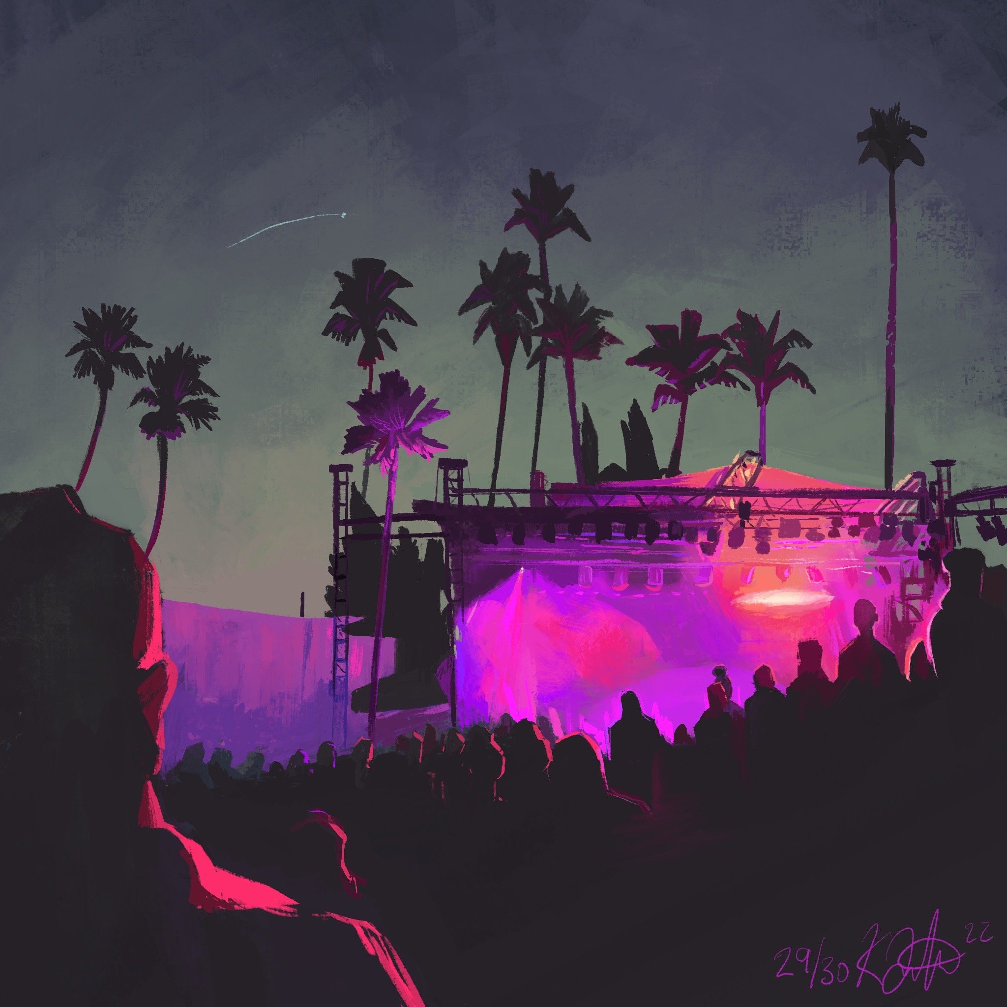  Digital painting of the Lord Huron concert at Hollywood Forever Cemetery. 