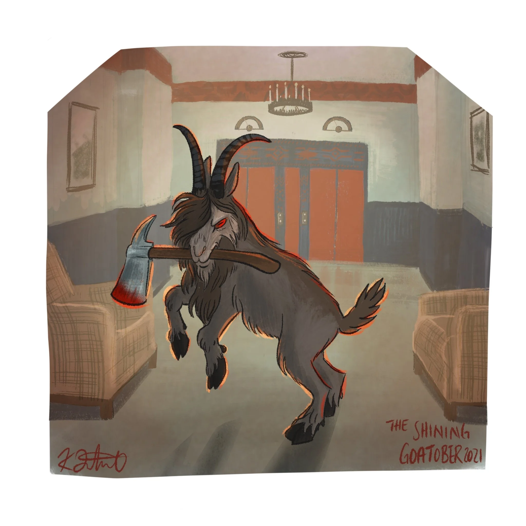  Goat digital painting inspired by The Shining. 