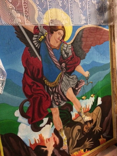 The Archangel Michael battling with the devil. (Photo by A.F. Rowlands)
