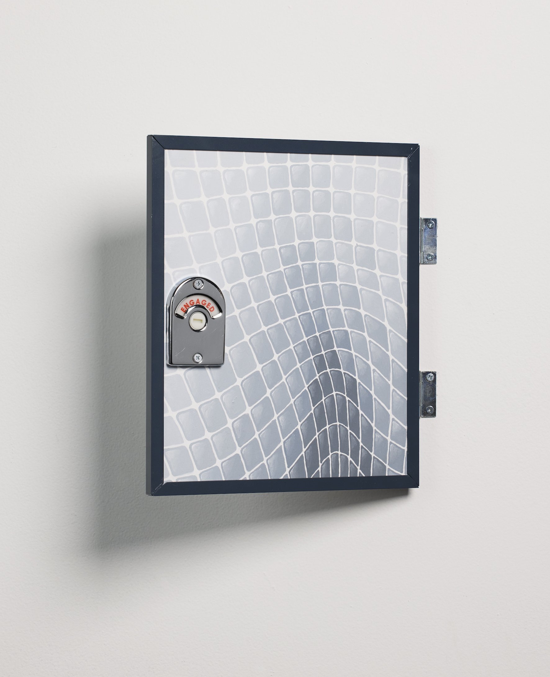  ‘Cubicle Door’, acrylic on aluminium with indicator dial, 2023. Photo: Nicole Reed 
