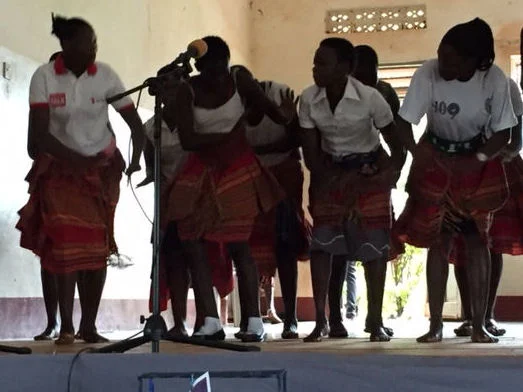 Betty on the left performing in the church service