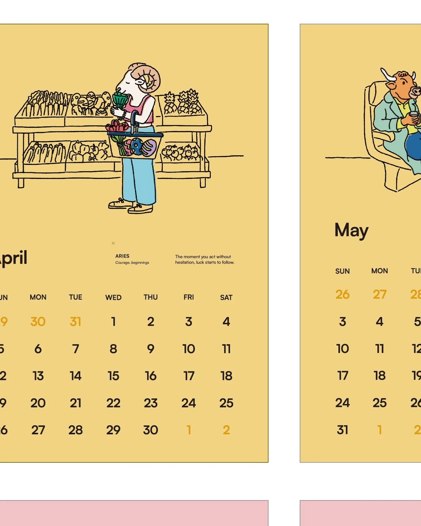 WIP on 2026 calendar 🌟 Each month will have its own zodiac characters. Stay tuned!

#sneakpeek #teaser #tbc #wip #2026calendar #illustration