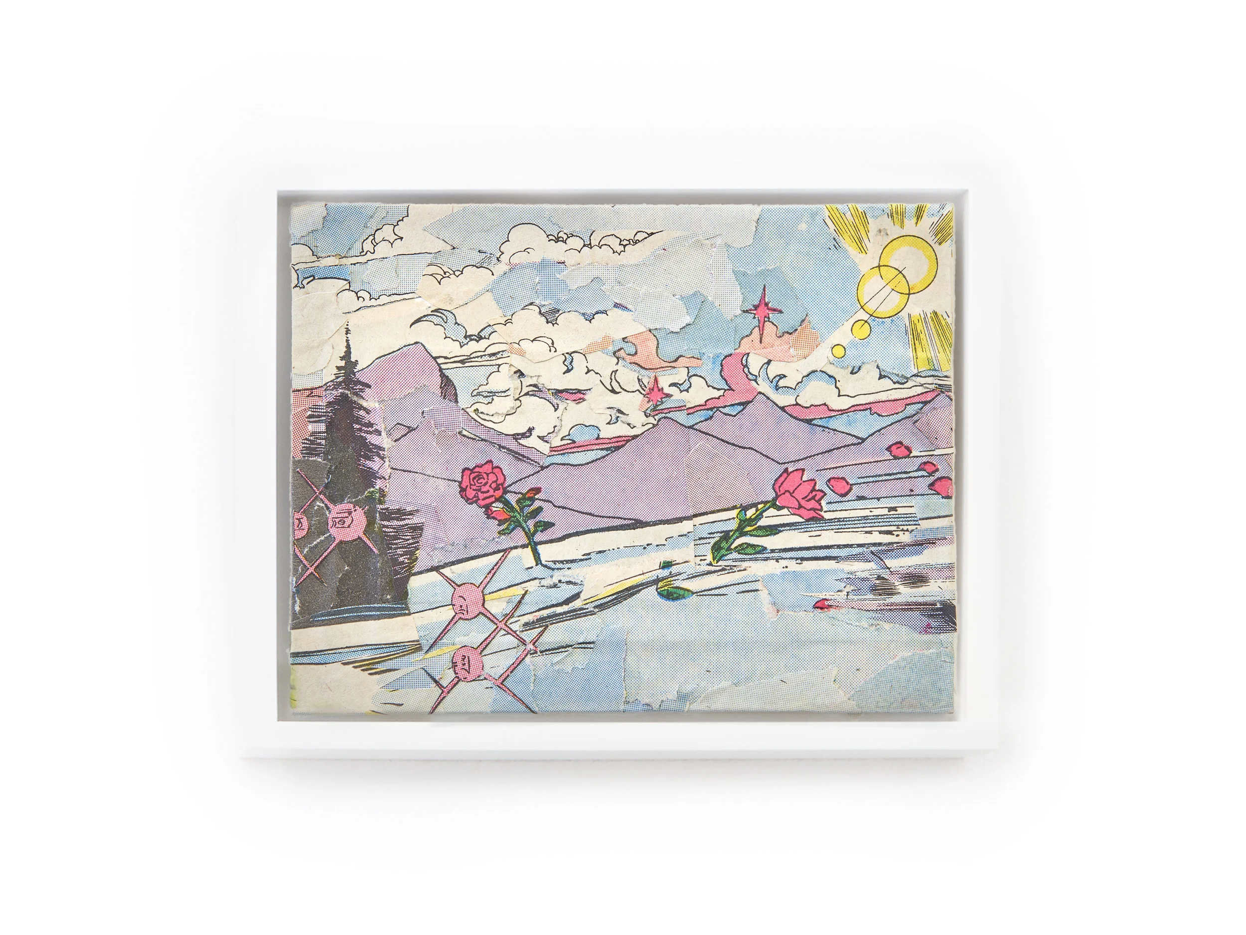 untitled (Snow and Roses), 2018 Cut and pasted comic books on museum board 5 1/8 x 5 3/8 inches with Marguerite Keyes