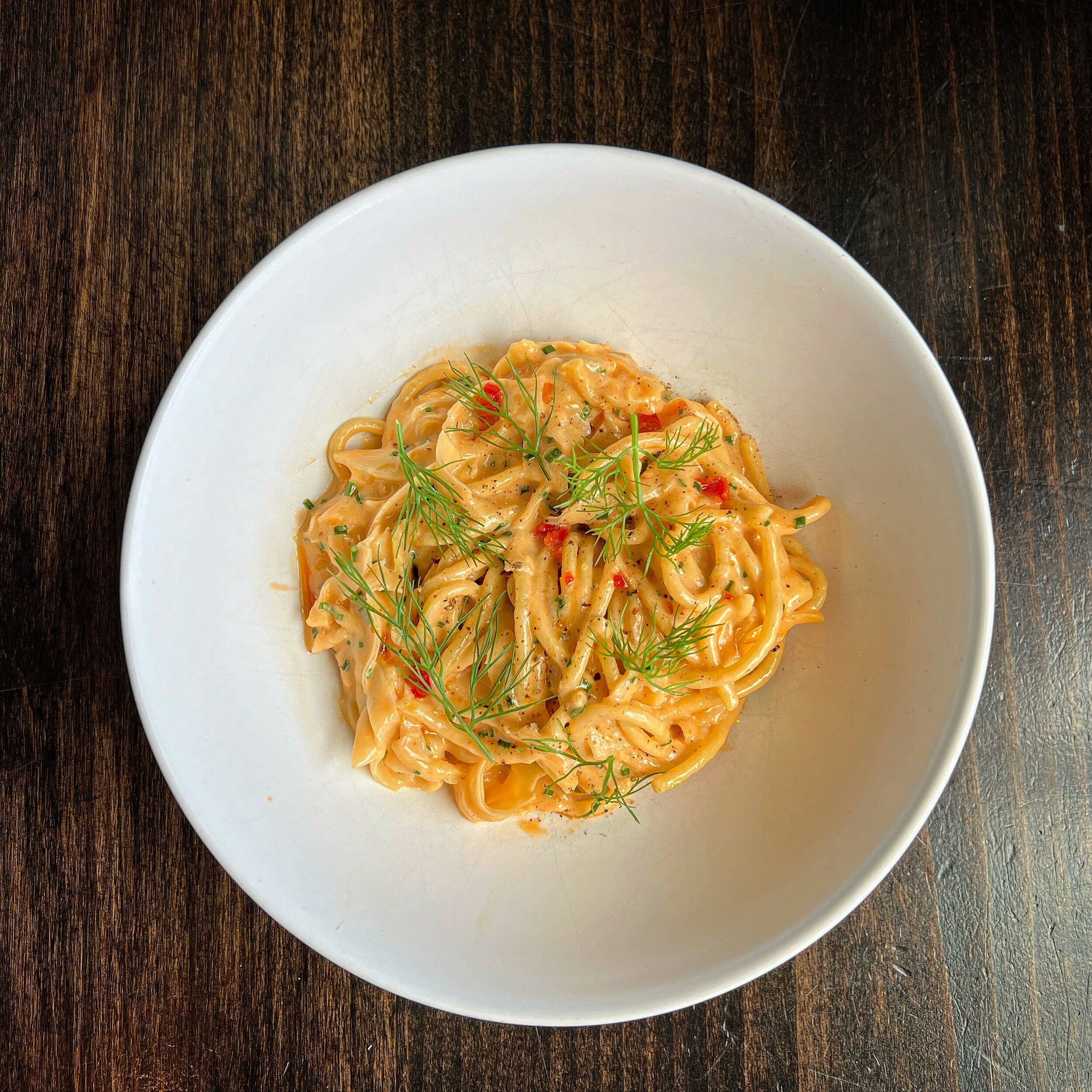 What a good reminder how dang delicious the most simple dishes can be&hellip; new to the menu tonight: our house spaghetti with shrimp cream, fennel and Calabrian chili. 🤘🏼