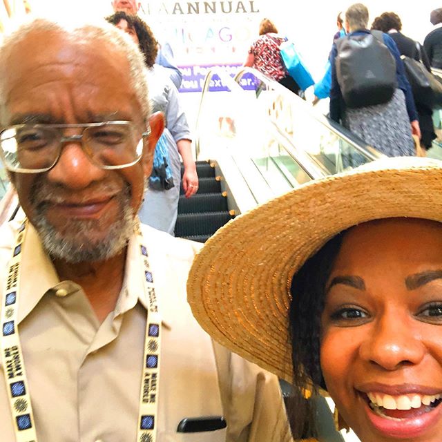 My precious dad stopped by #alaac19 Sunday!!! Y&rsquo;all!!! He never smiles for photos! These pictures mean he&rsquo;s proud. And I couldn&rsquo;t ask for more from this conference! Thank you @macmillankidsbooks for inviting us. ❤️❤️❤️