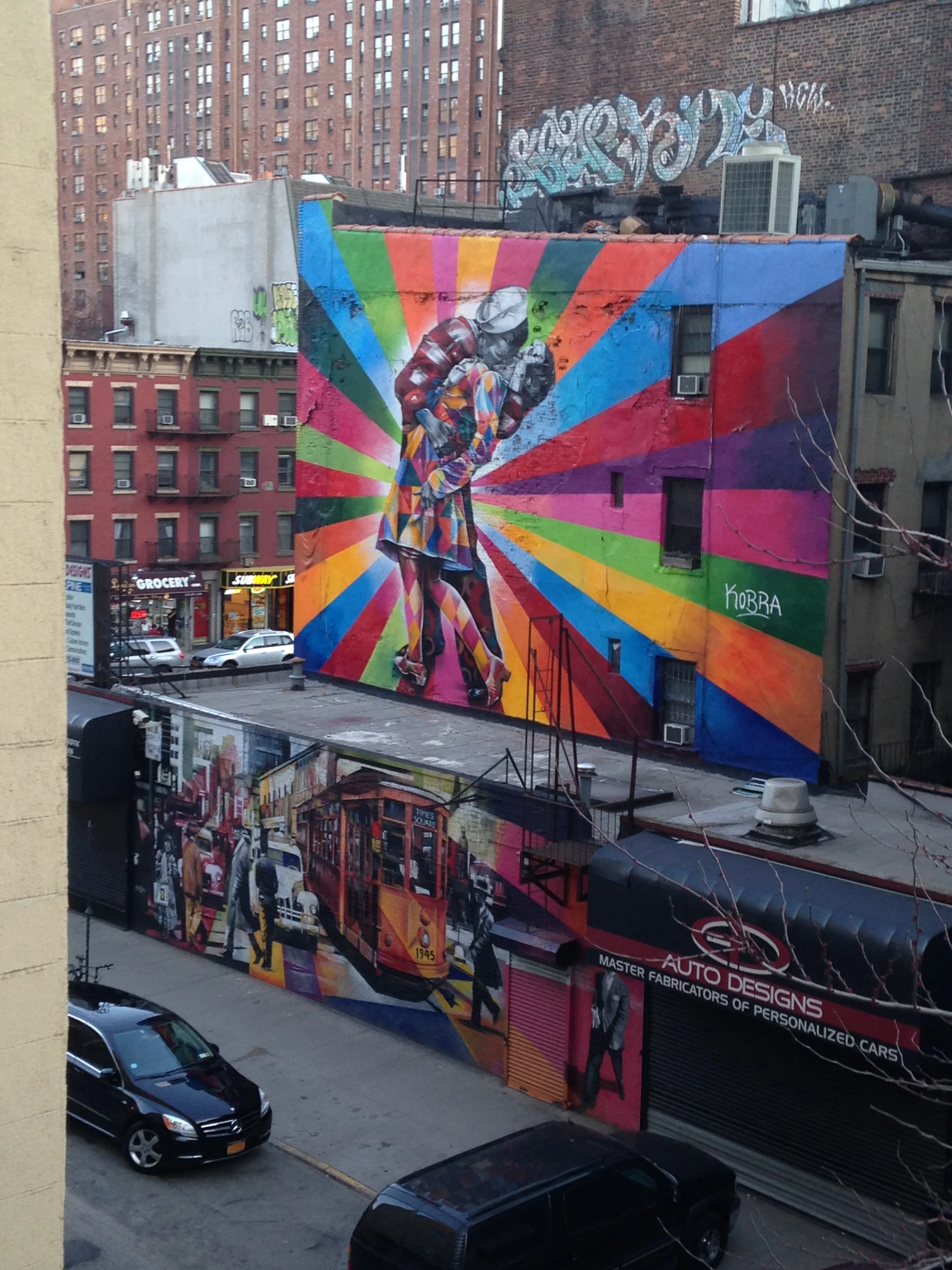 Eduardo Kobra's mural at 25th St. and 10th Avenue. View from the Highline, 2014
