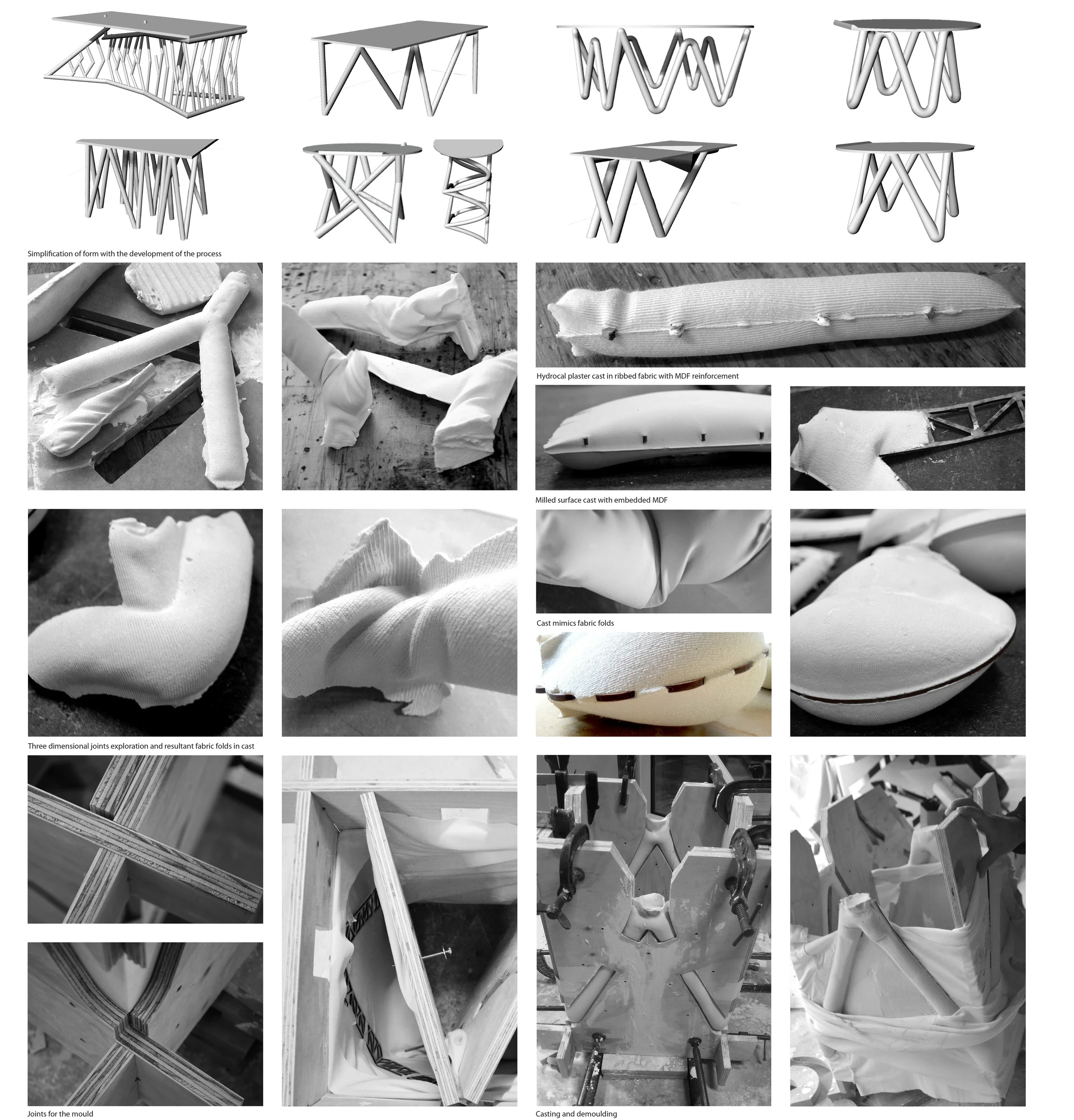 Frozen Fabric -Evolution of the digital form and the casting process. Source: Farheen Dossa