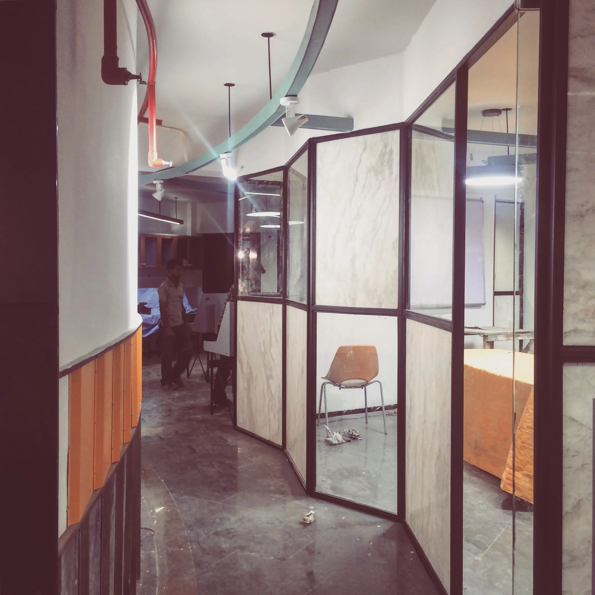 During construction–office in Hauz Khas by Harsh Vardhan Jain Architects and Co.Lab Design, Photography by Harsh Vardhan Jain