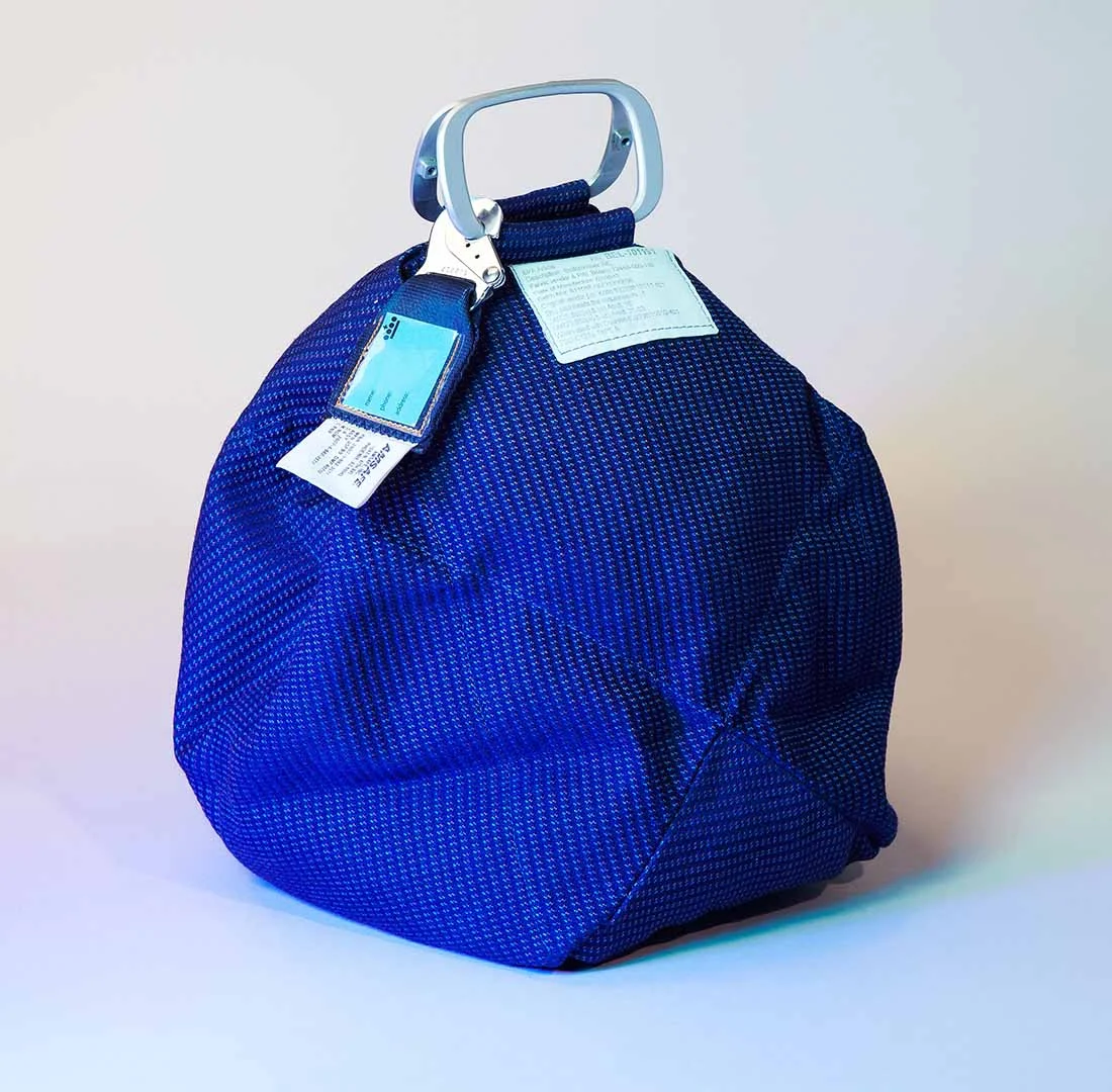 Sleeping Bag, a travel head-pillow and safe storage for valuables, from Robin Pleun Maas