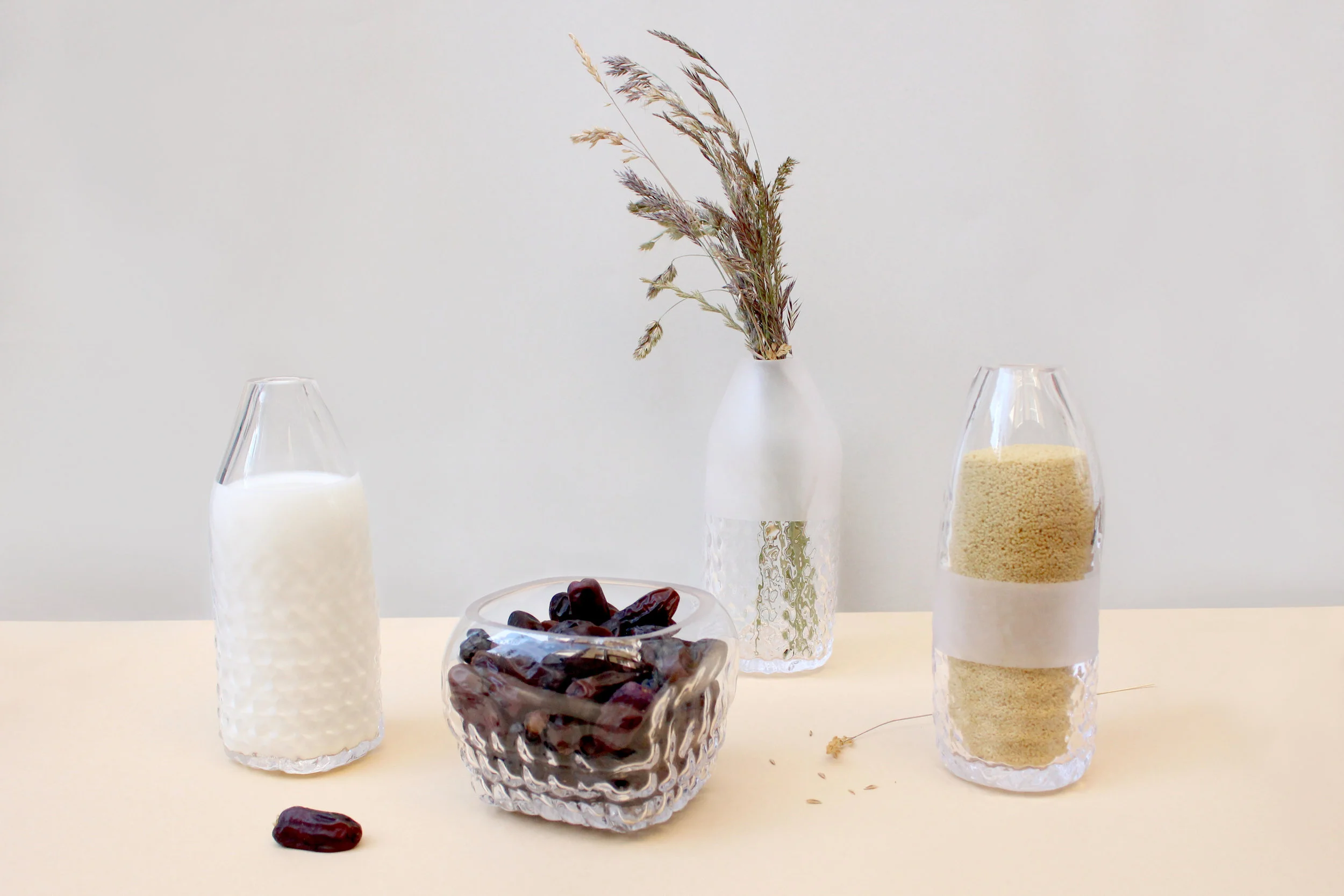 Wickered by Elinor Portnoy: Subtle impressions of the wicker basket moulds are seen, from the glassblowing process