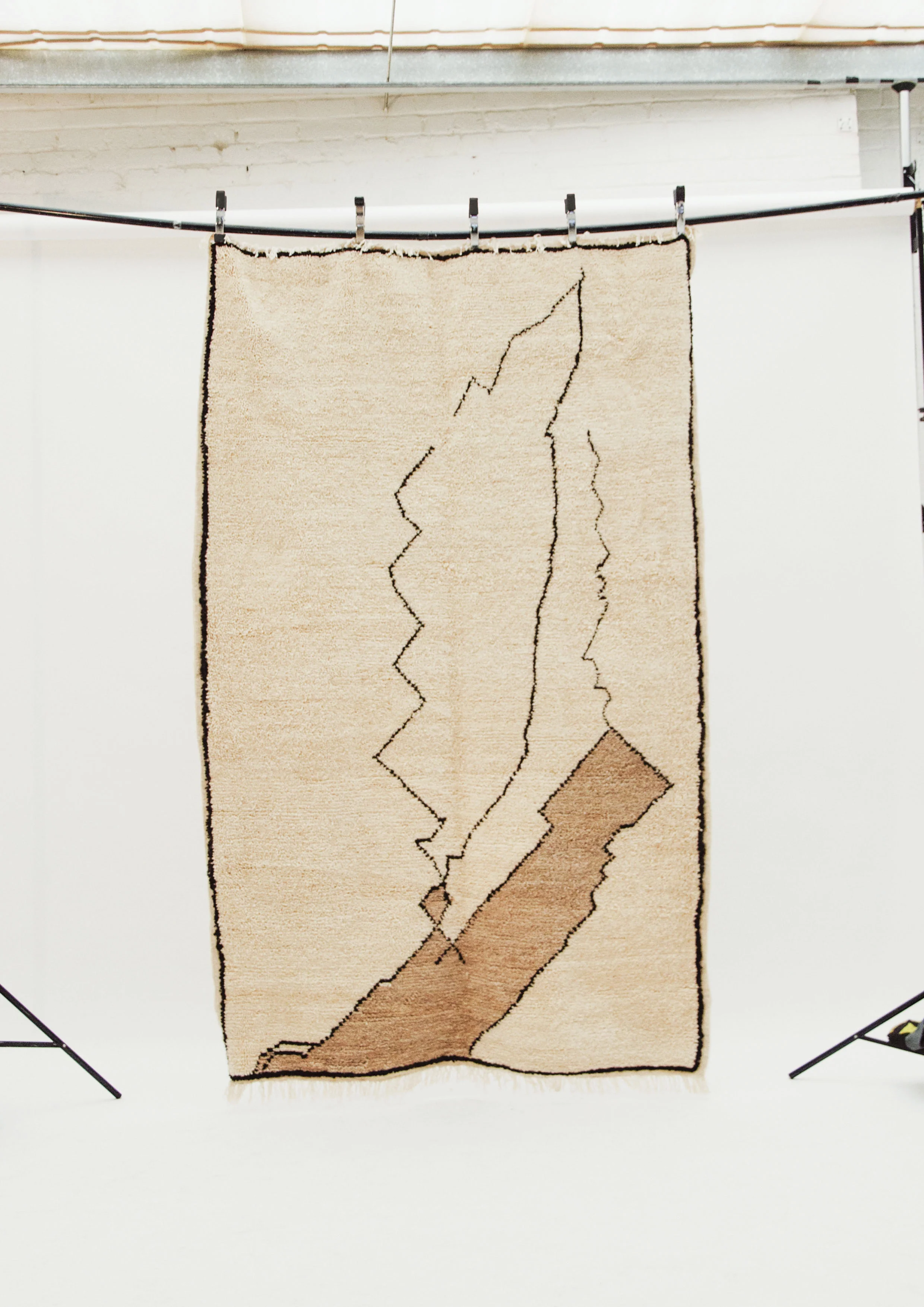 Contemporary rugs created by the Moroccan weavers, during the 'Common Thread' residency