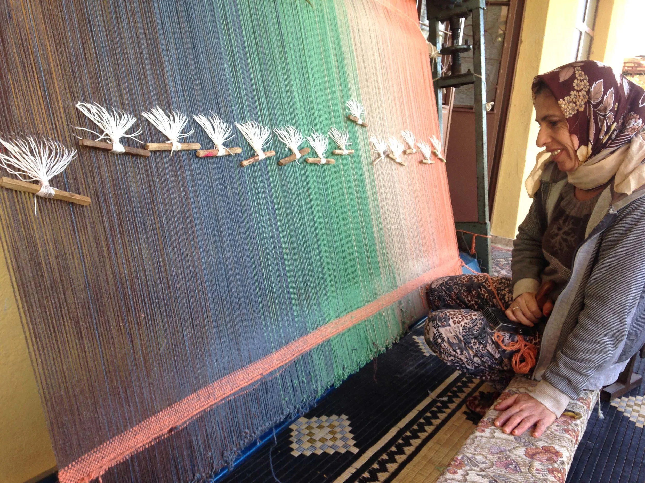 Turkish weavers, from Kirkit Istanbul, creating the Shade Rugs