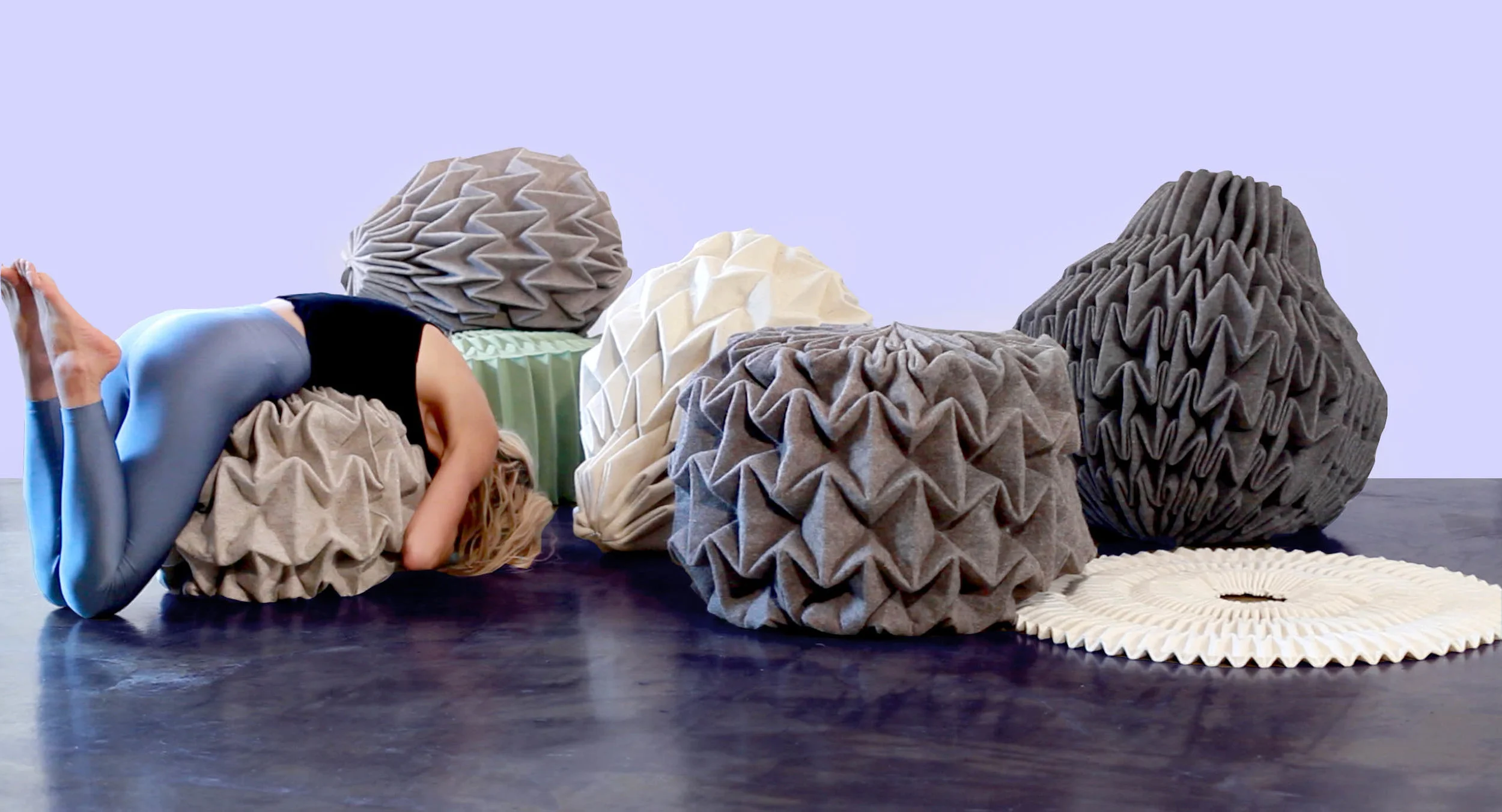 Cones no.2, Unfolded sculptures in felt, by Jule Waibel