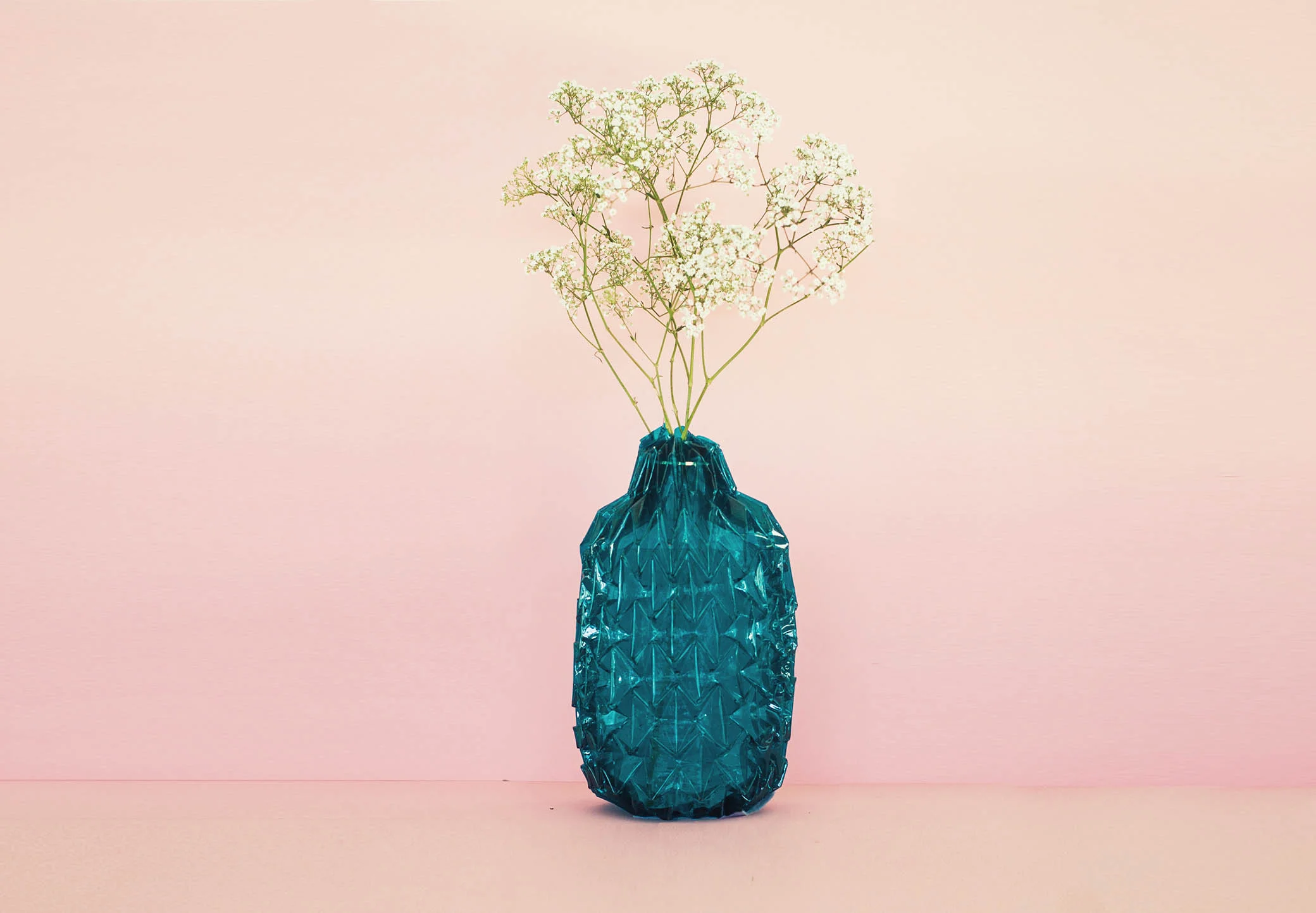 Ocean Blue Vase, Unfolded Vases, in glass , by Jule Waibel. This collection of vases can be seen at the London Design Festival!