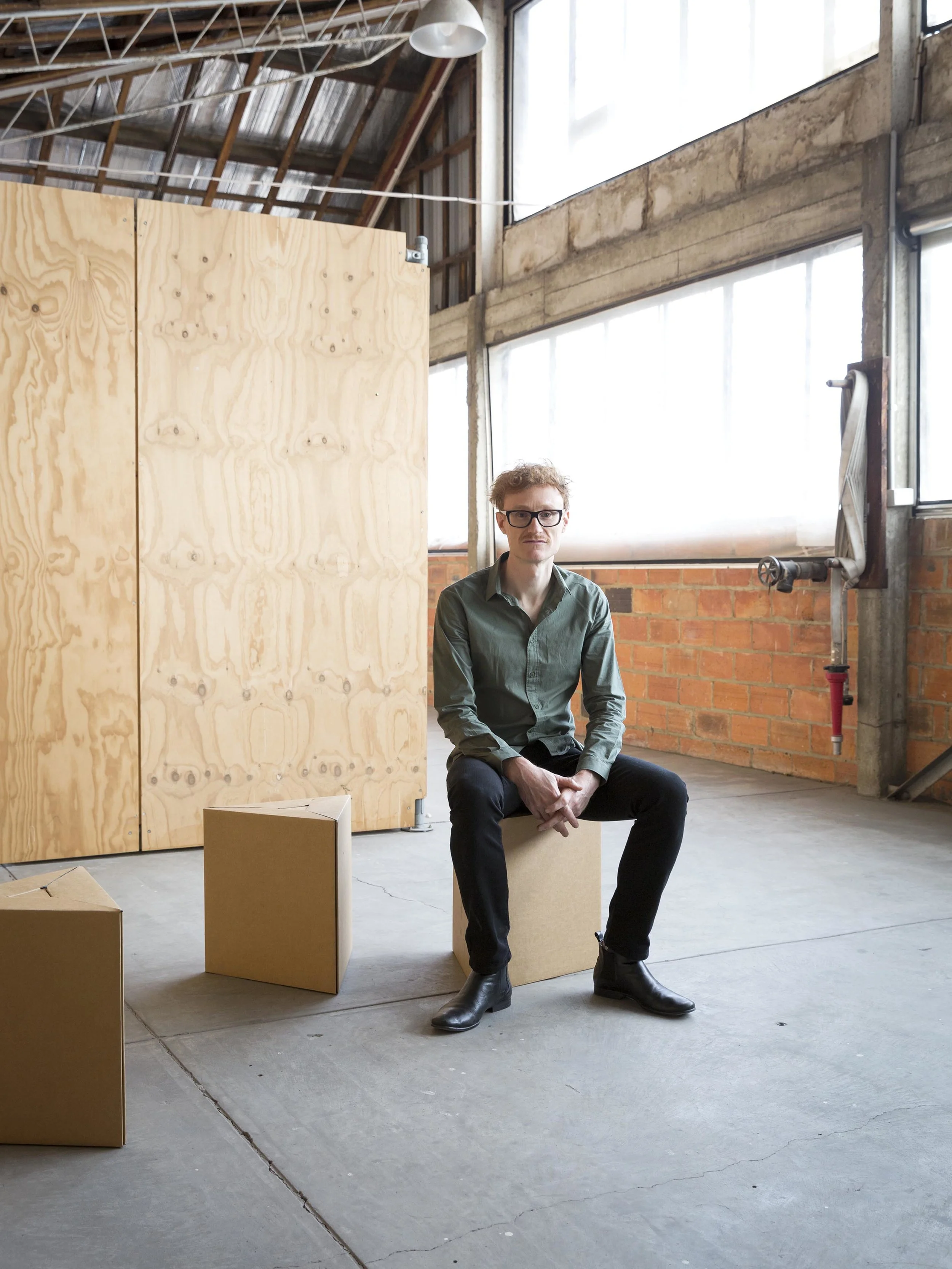 Tobias with the Freefold Stools, Photography by Peter Tarasuik
