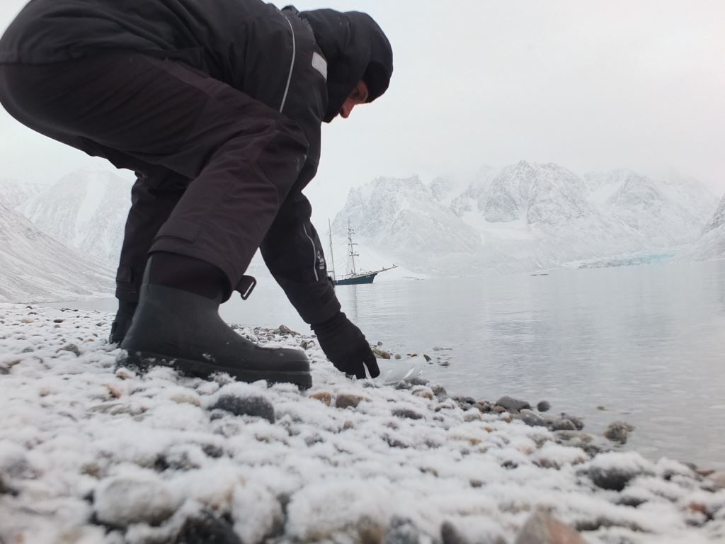 Joshua Abarbanel launching Ice Boat . Photo by Richard Painter