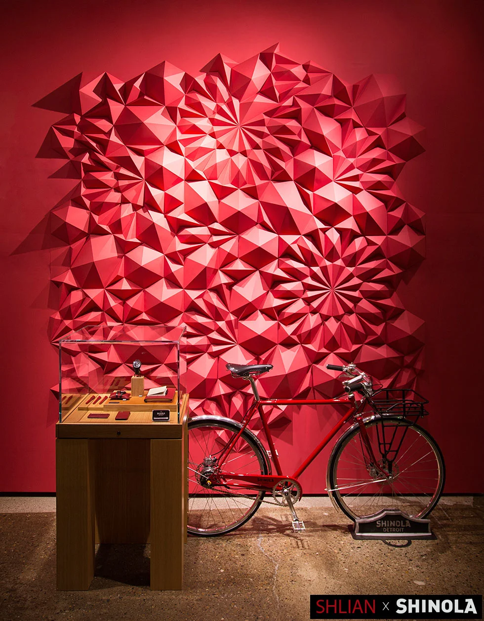 Exhibit for Shinola, Paper ,132 x 132 x 4 inches. 2013. By Matthew Shlian